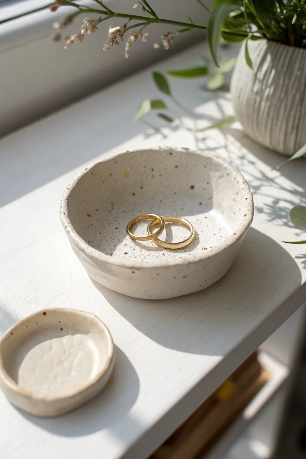 Beginner-friendly pinch-pot trinket dish in air dry clay, simple, minimal, and beautifully handmade