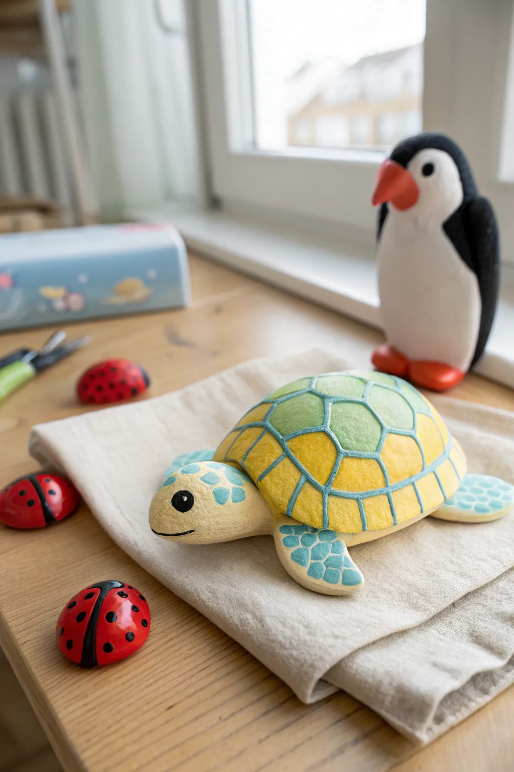 Easy shape animals: a cute air dry clay turtle with simple friends for kid friendly crafting