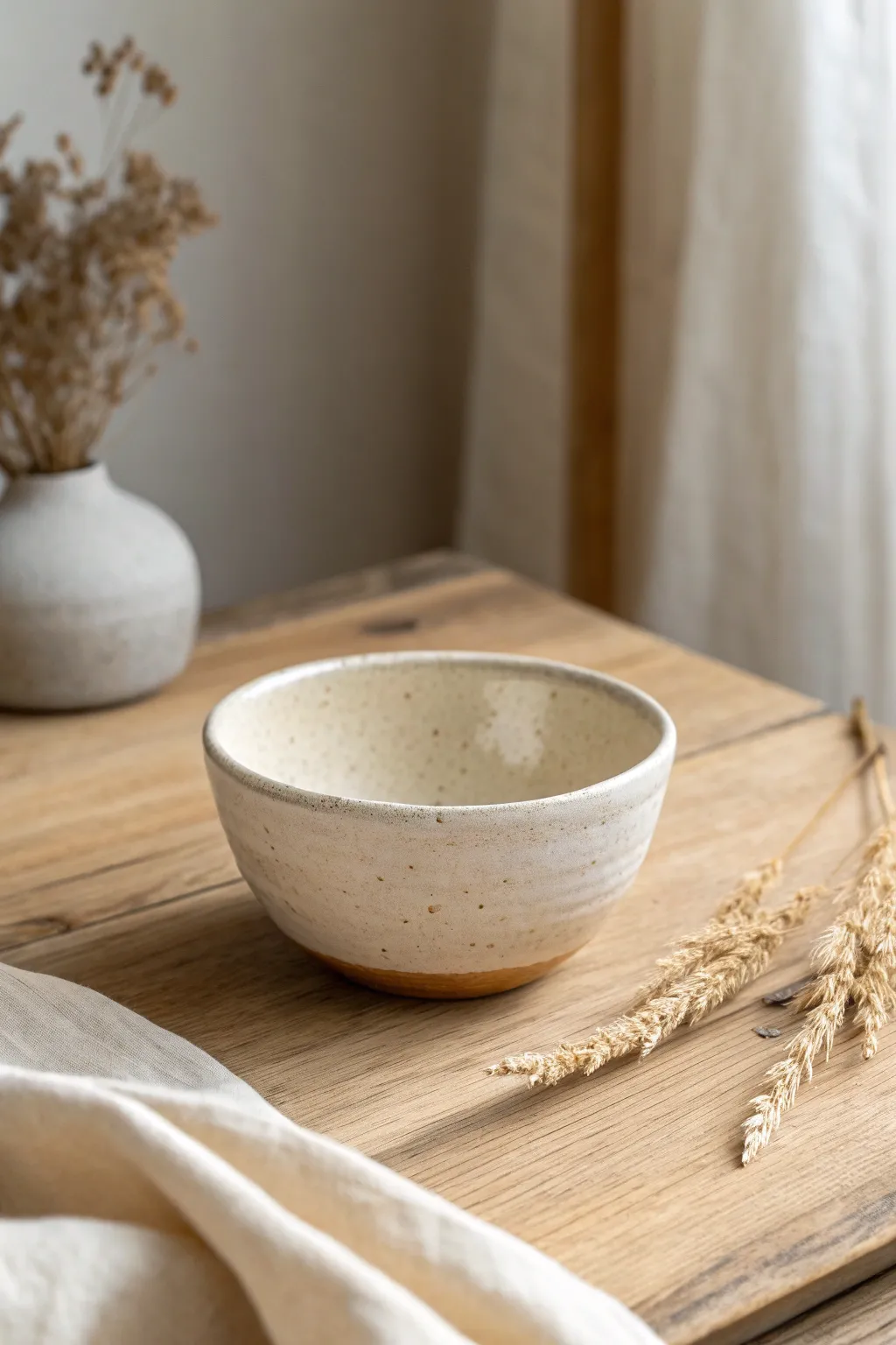 Softly imperfect pinch pot bowl with a matte finish, simple curves, and calm Scandinavian warmth.