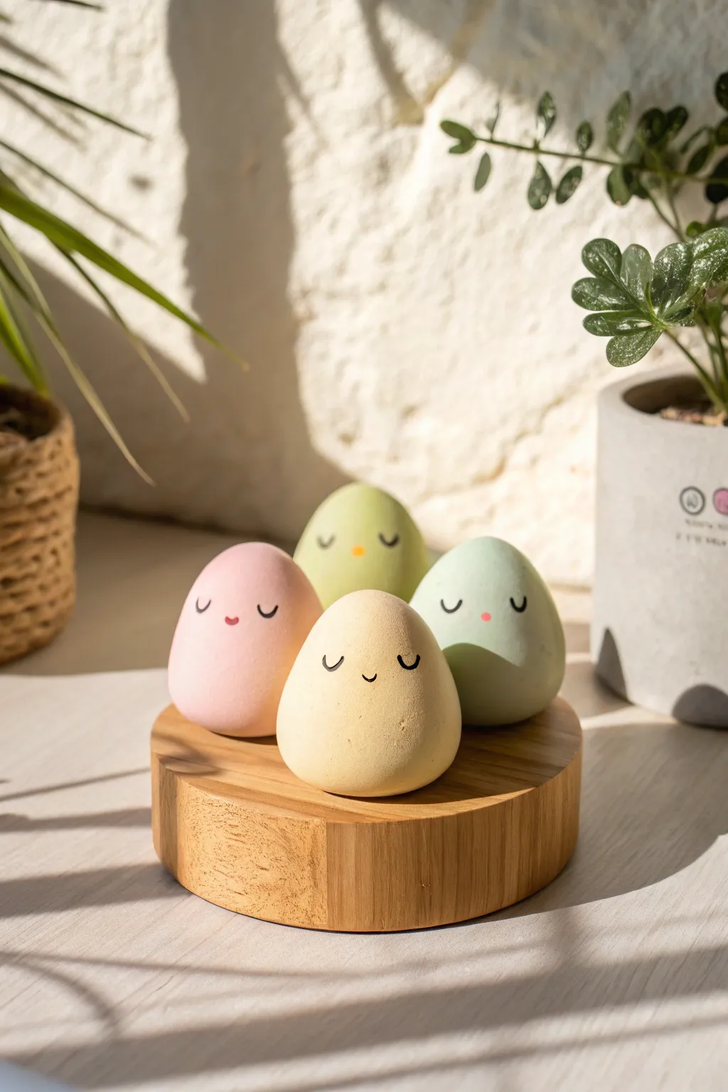 Classic kawaii clay blobs in soft pastels, minimalist styling and sweet tiny expressions.