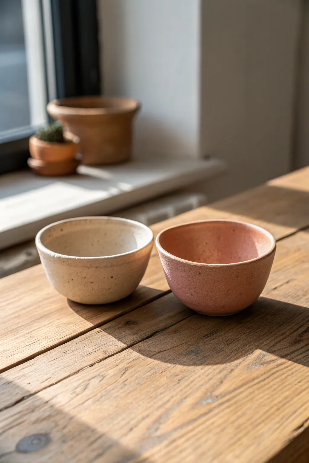Matching pinch pots for a cozy clay date night, minimal, warm, and handmade in soft evening light