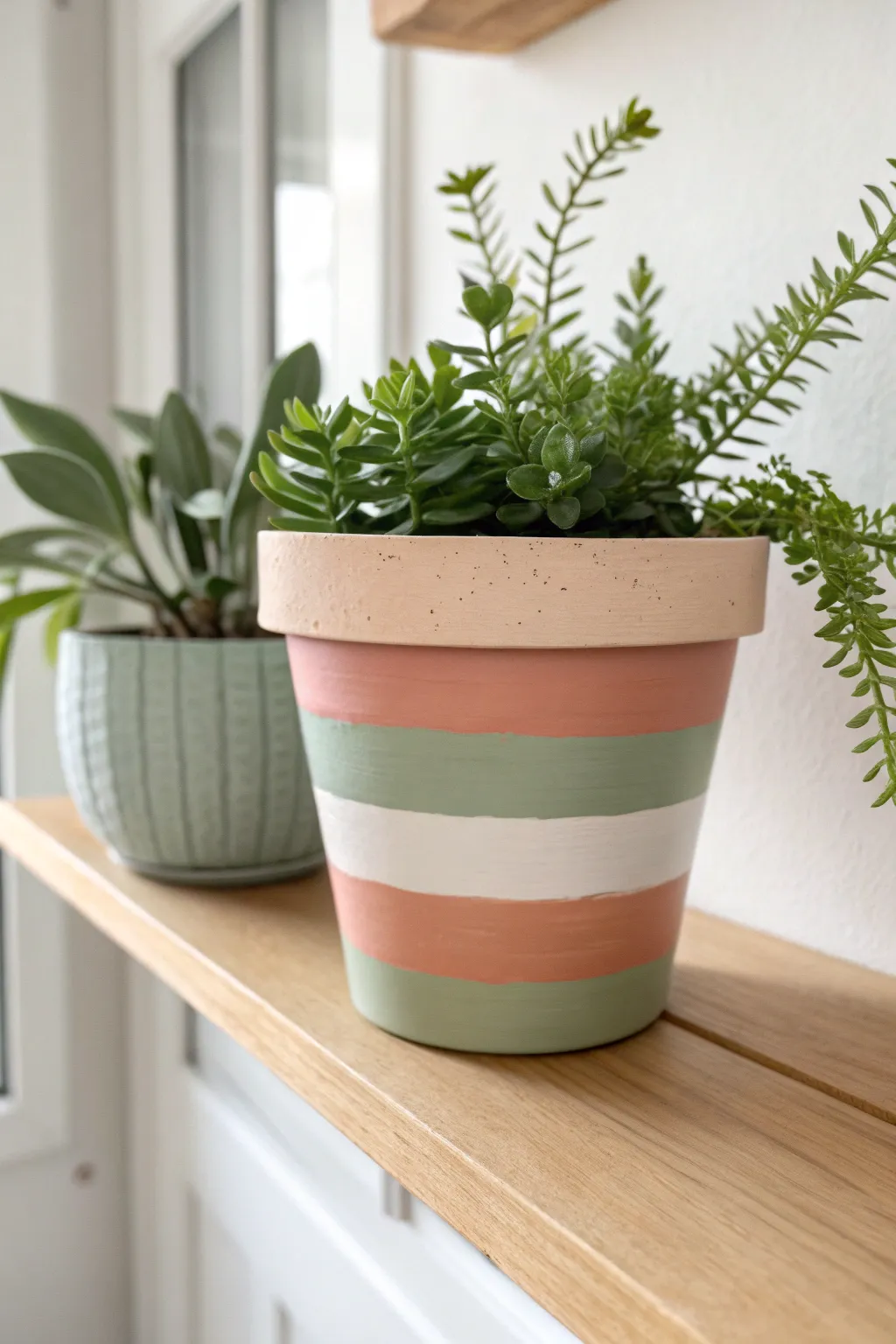 Classic color block terra cotta pot in warm tones, styled with simple greenery and soft light.