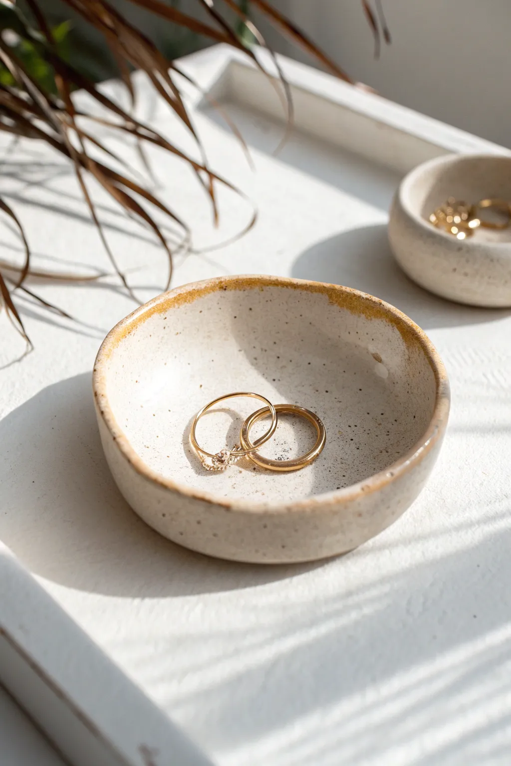 A minimalist clay trinket dish that keeps rings and tiny treasures beautifully in one place