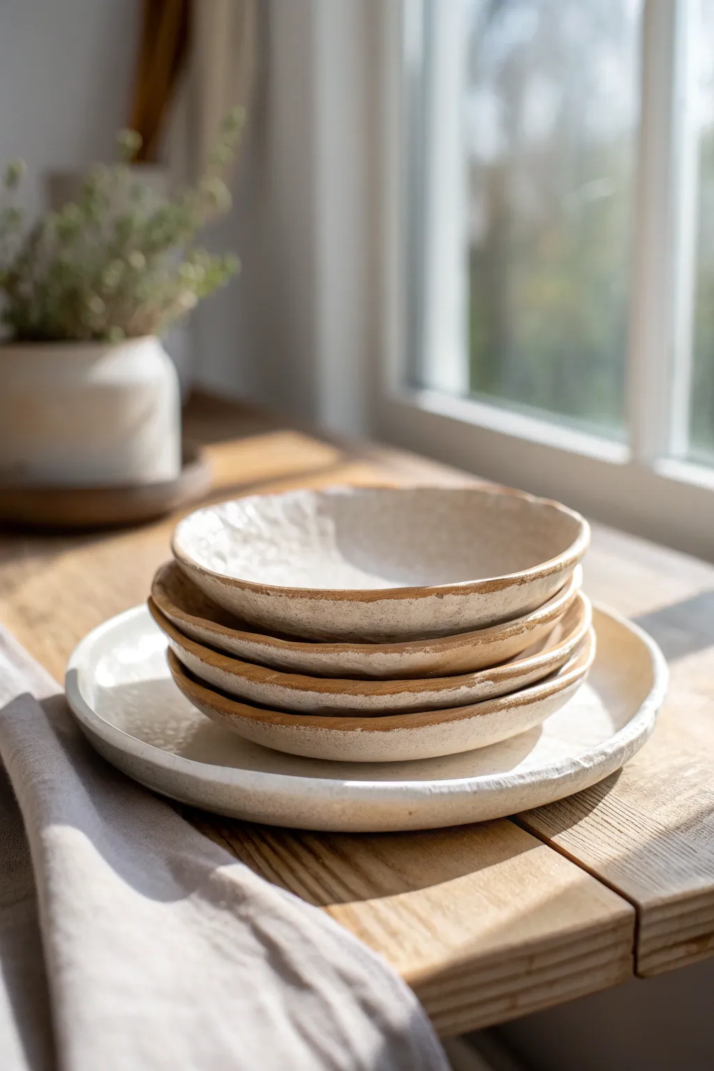 Easy organic-edge slab plates in soft neutrals, handmade and minimalist for everyday snacks.