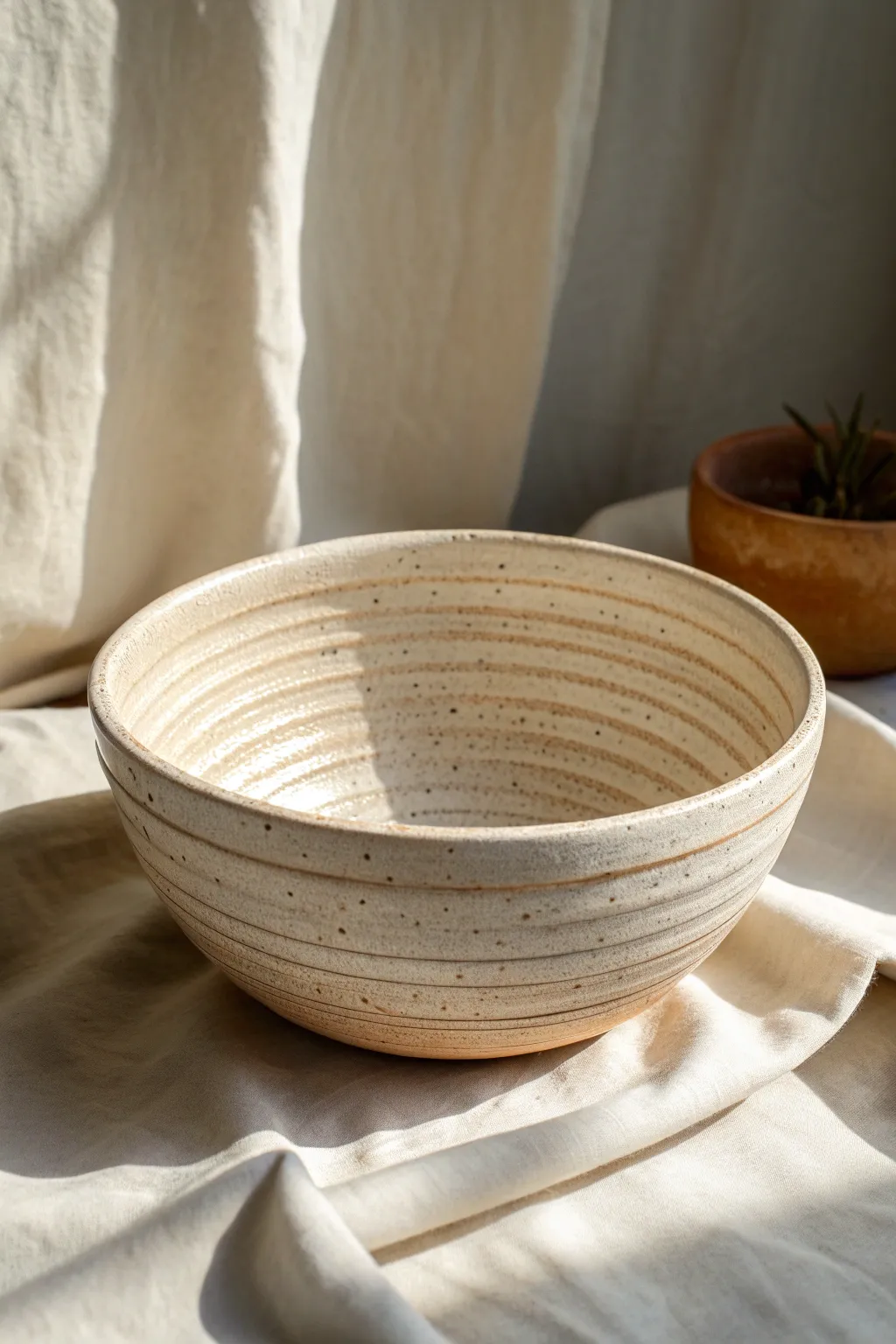 Classic round coil bowl with exposed coils, clean rim, and soft shadows on a neutral backdrop