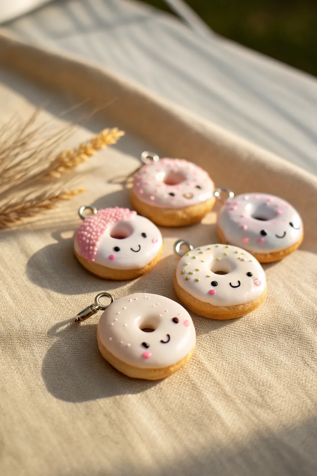 Pastel kawaii donut charms in polymer clay, a beginner friendly project with sweet minimalist style