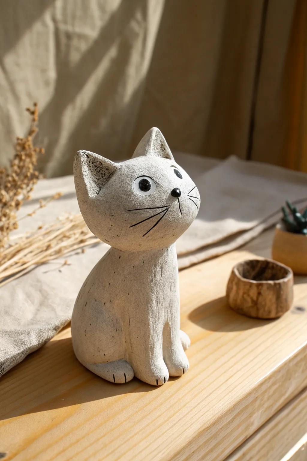 Meet the classic cute clay cat: simple shapes, soft neutrals, and handmade charm for any nook.
