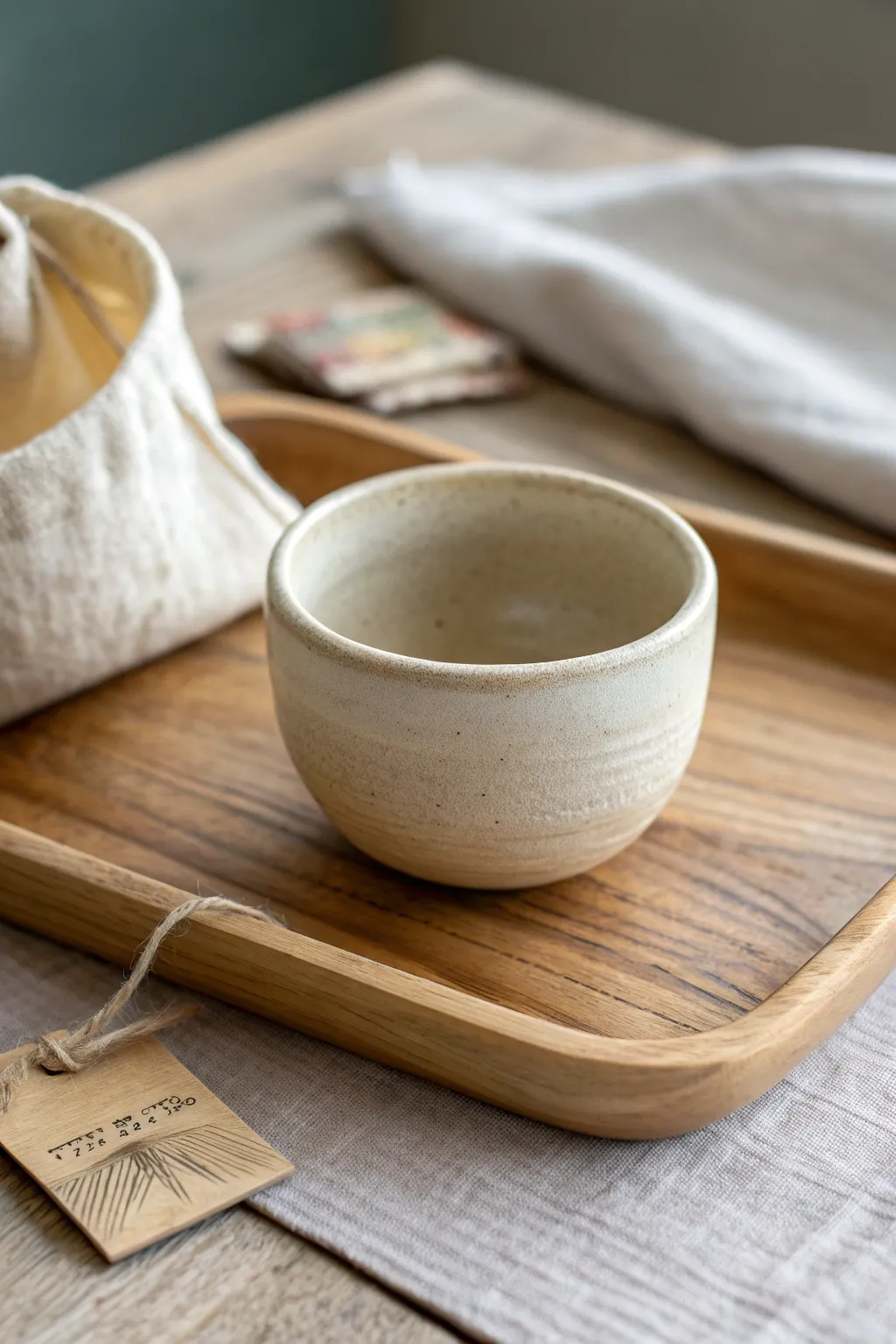 Cozy pinch pot tea cup with a satin glaze, simple shape, and soft Scandinavian calm.