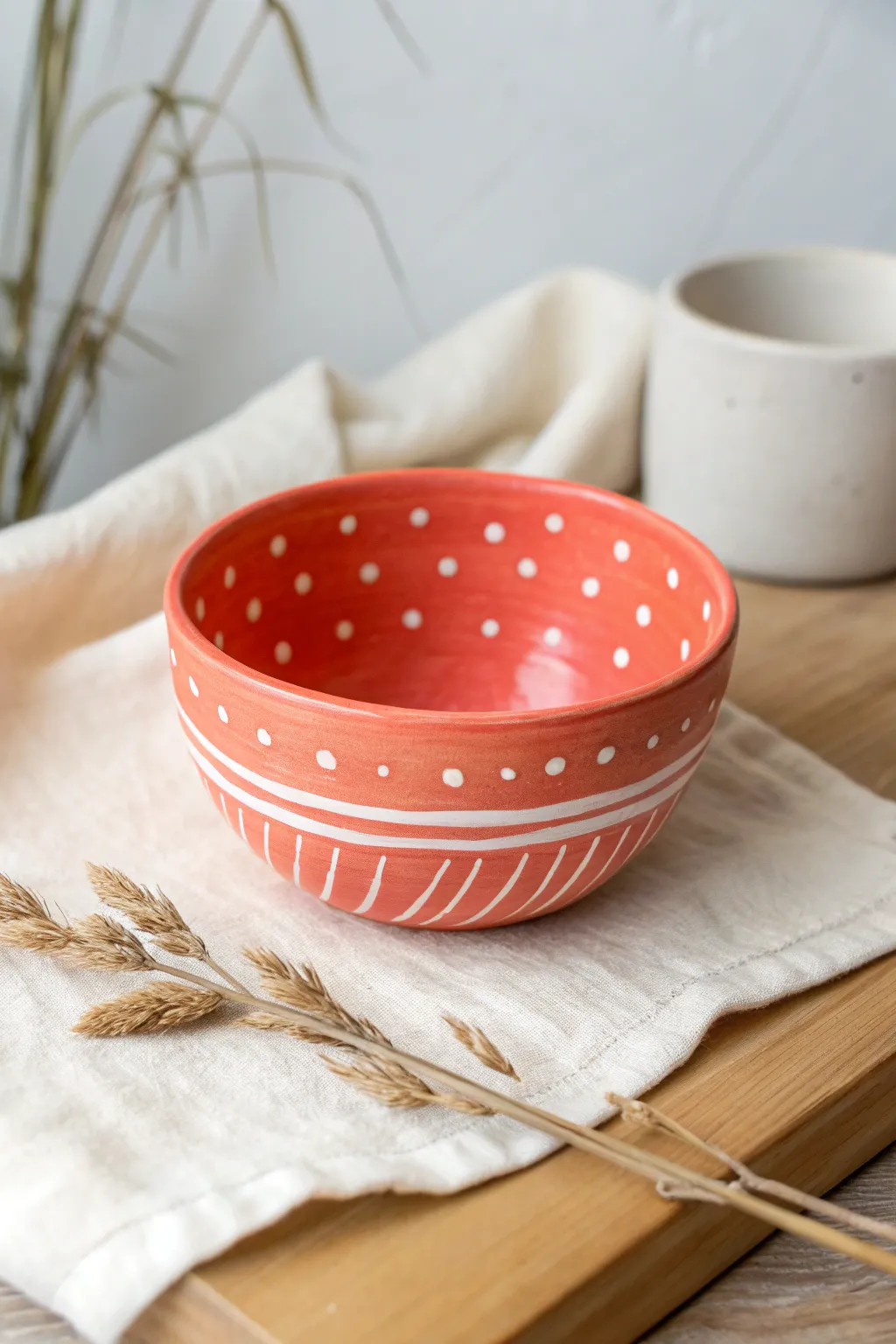 Sweet and simple pinch-pot snack bowl idea: bright, wobbly charm with easy dot patterns.
