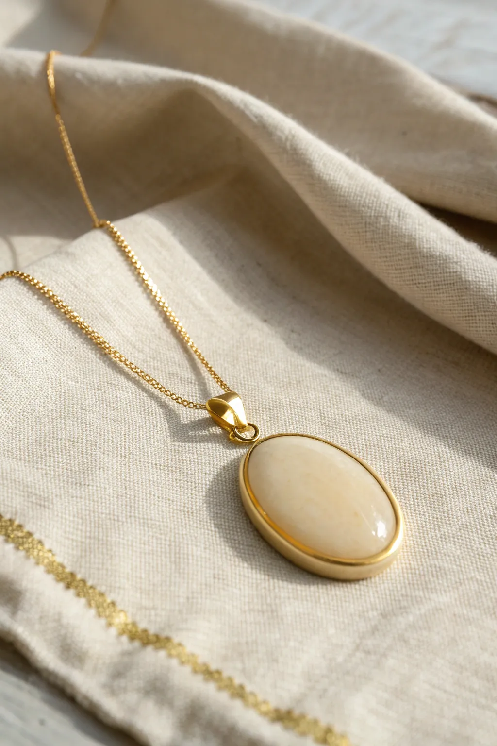 Minimal oval bezel pendant with smooth epoxy clay fill and a clean, glossy handcrafted finish