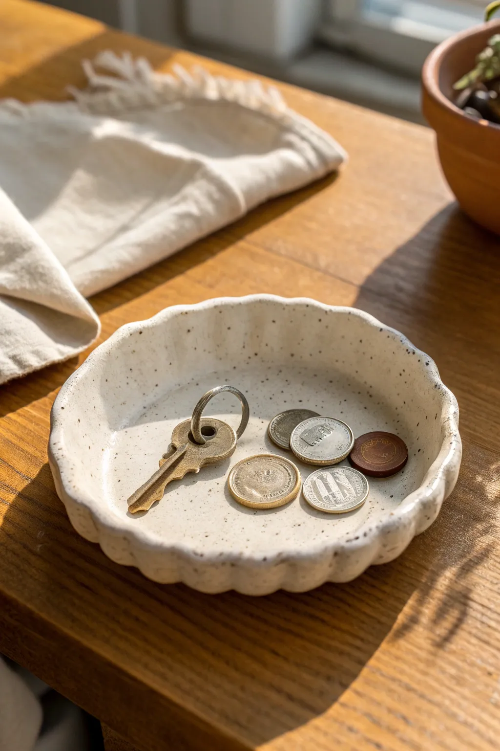 Sweet fingerprint clay change dish, a simple handmade Fathers Day gift for his keys and coins