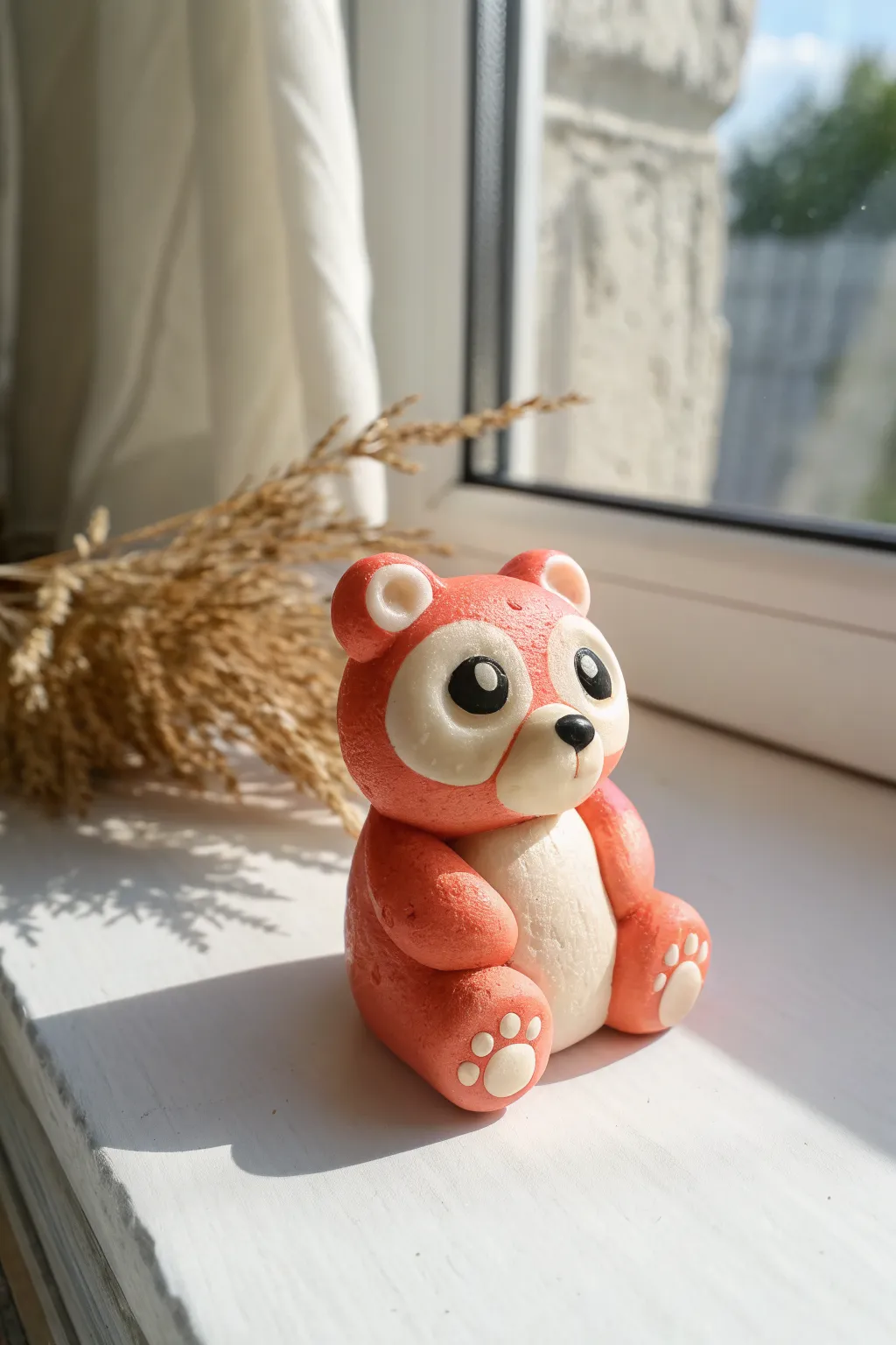 Chubby mini clay bear with big eyes and tiny paws, a sweet kids project for cozy afternoons.