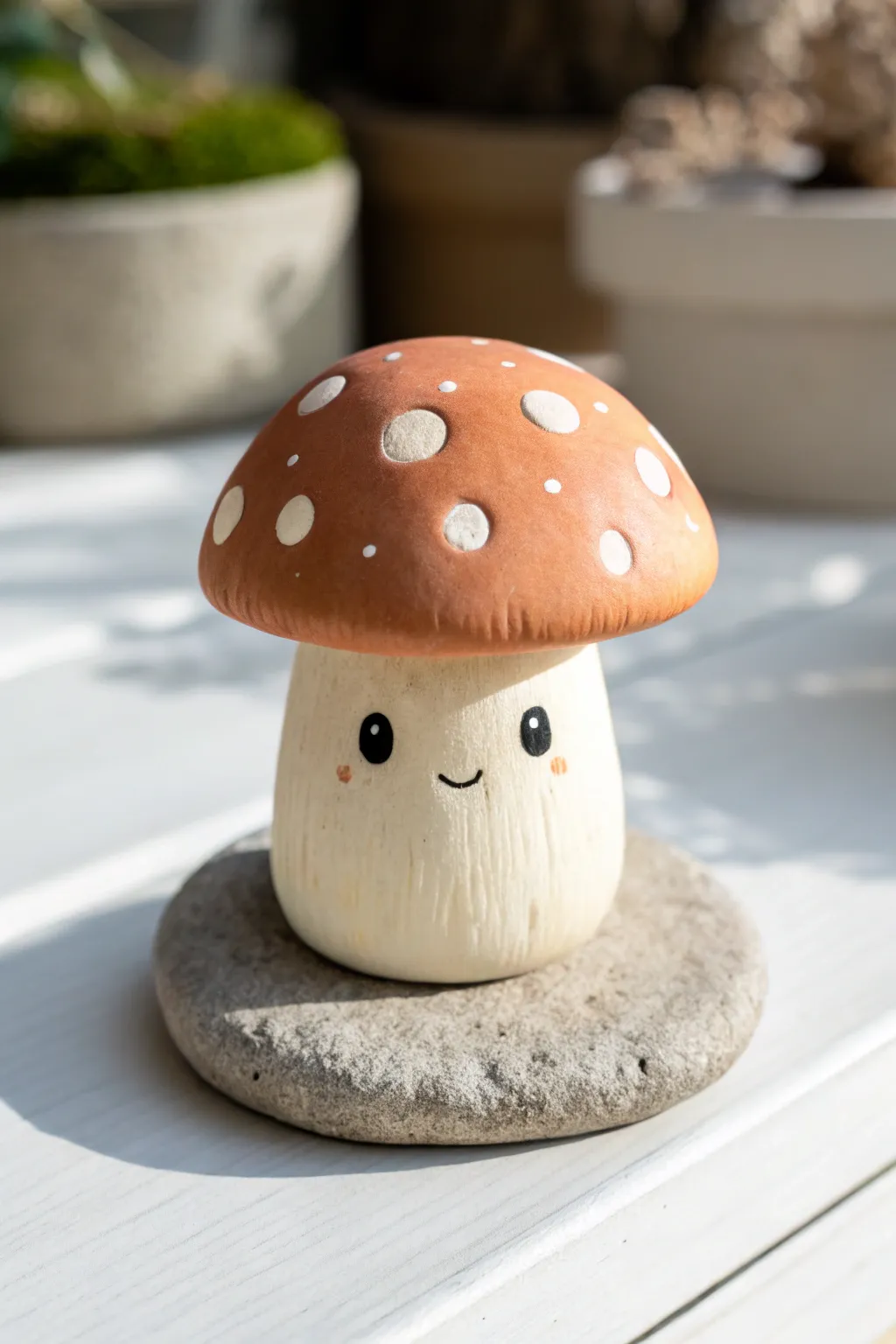 Tiny Mushroom Buddy: an easy mini clay sculpture idea with cozy earthy tones and simple charm.