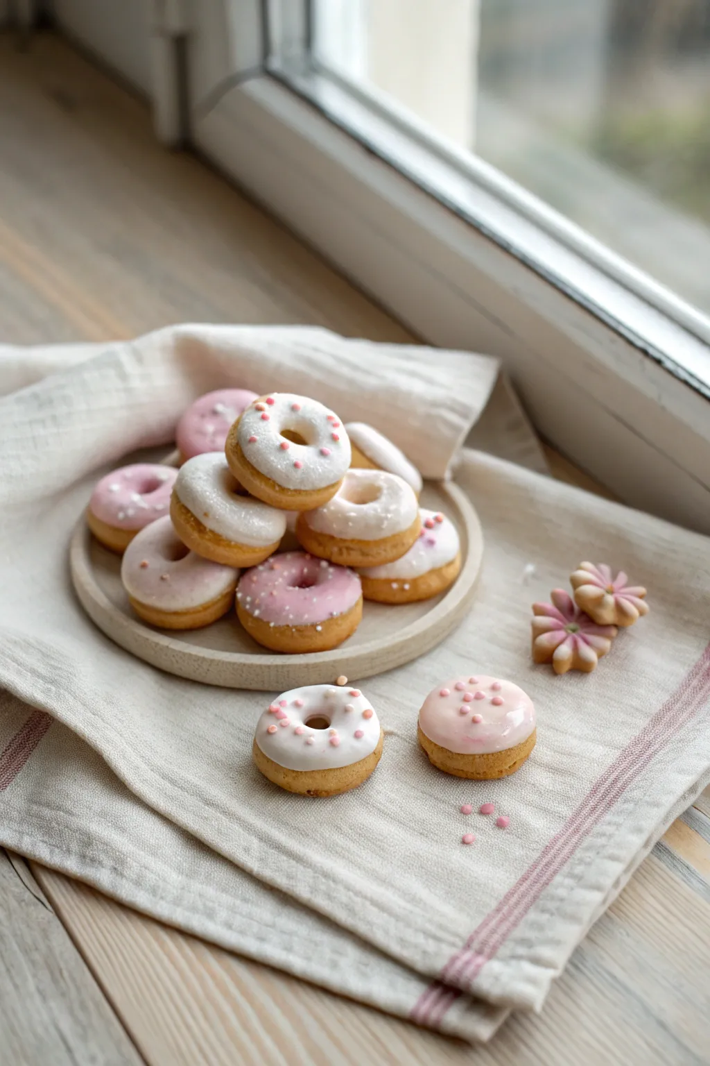 Tiny air dry clay donut and pastry charms with simple icing, sweet mini decor inspiration.
