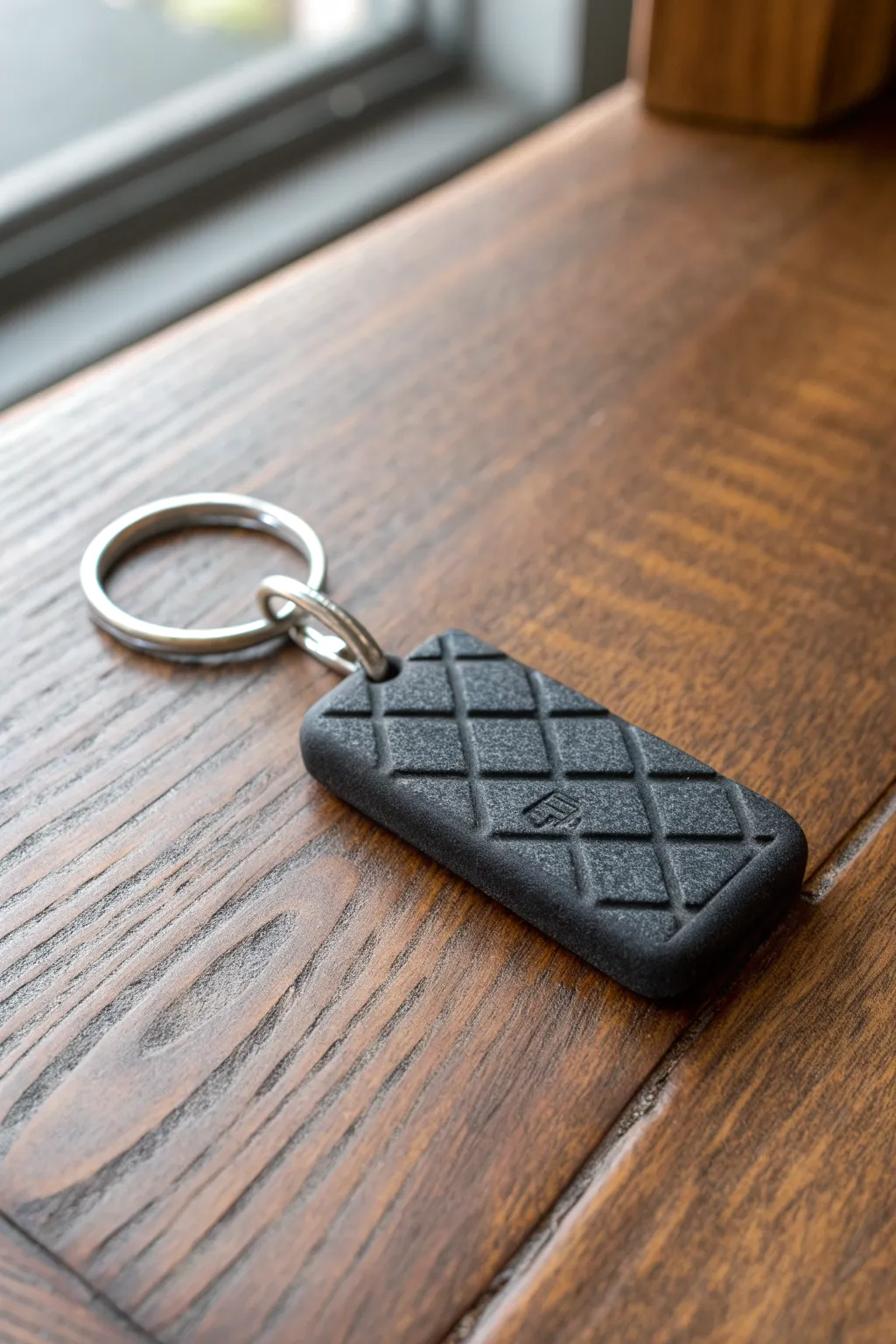 Matte black textured key fob: minimalist, rugged, and easy to make with polymer clay.