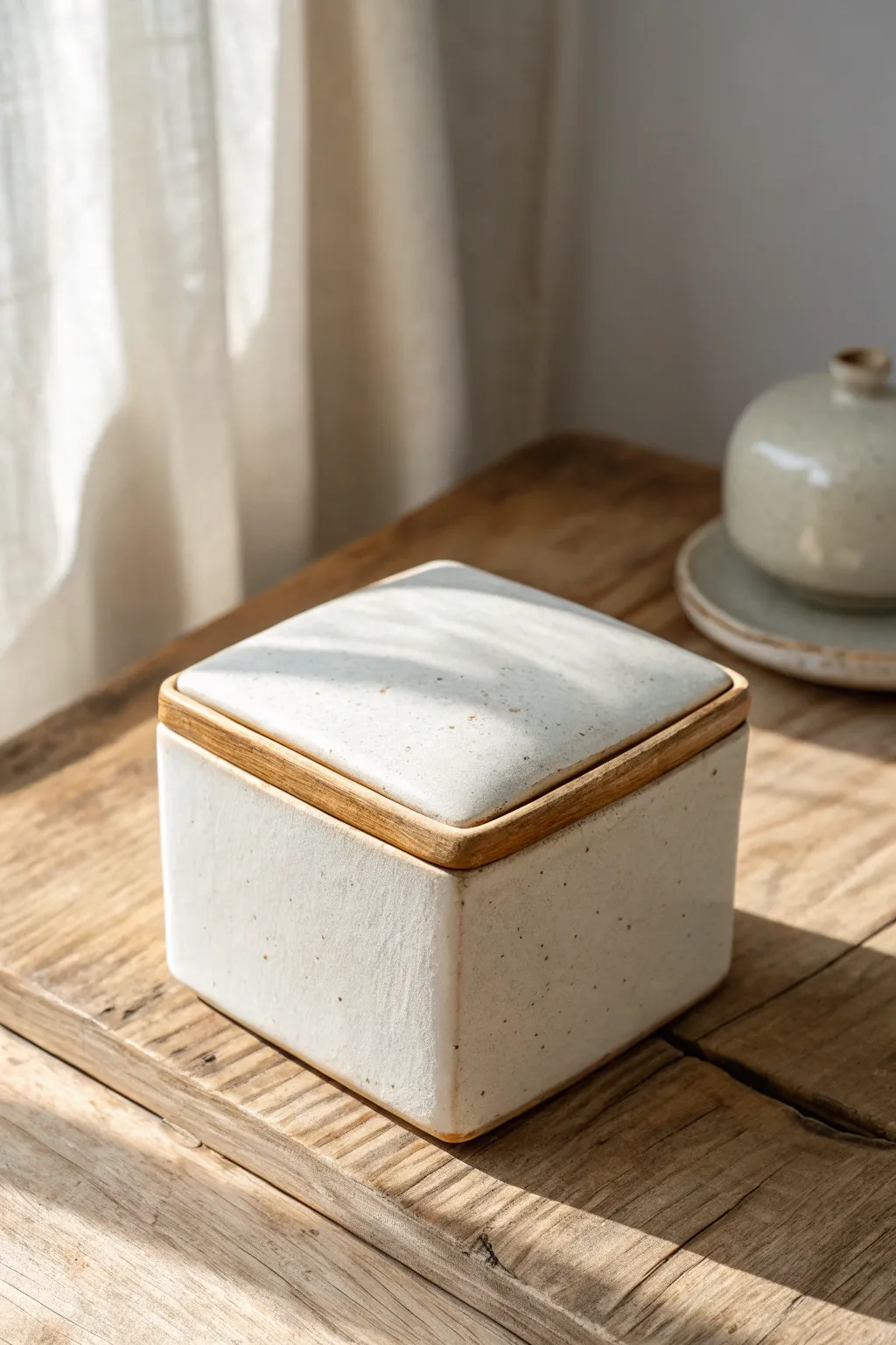 Classic slab keepsake box with a snug lid and gallery rim, minimalist and beautifully handmade