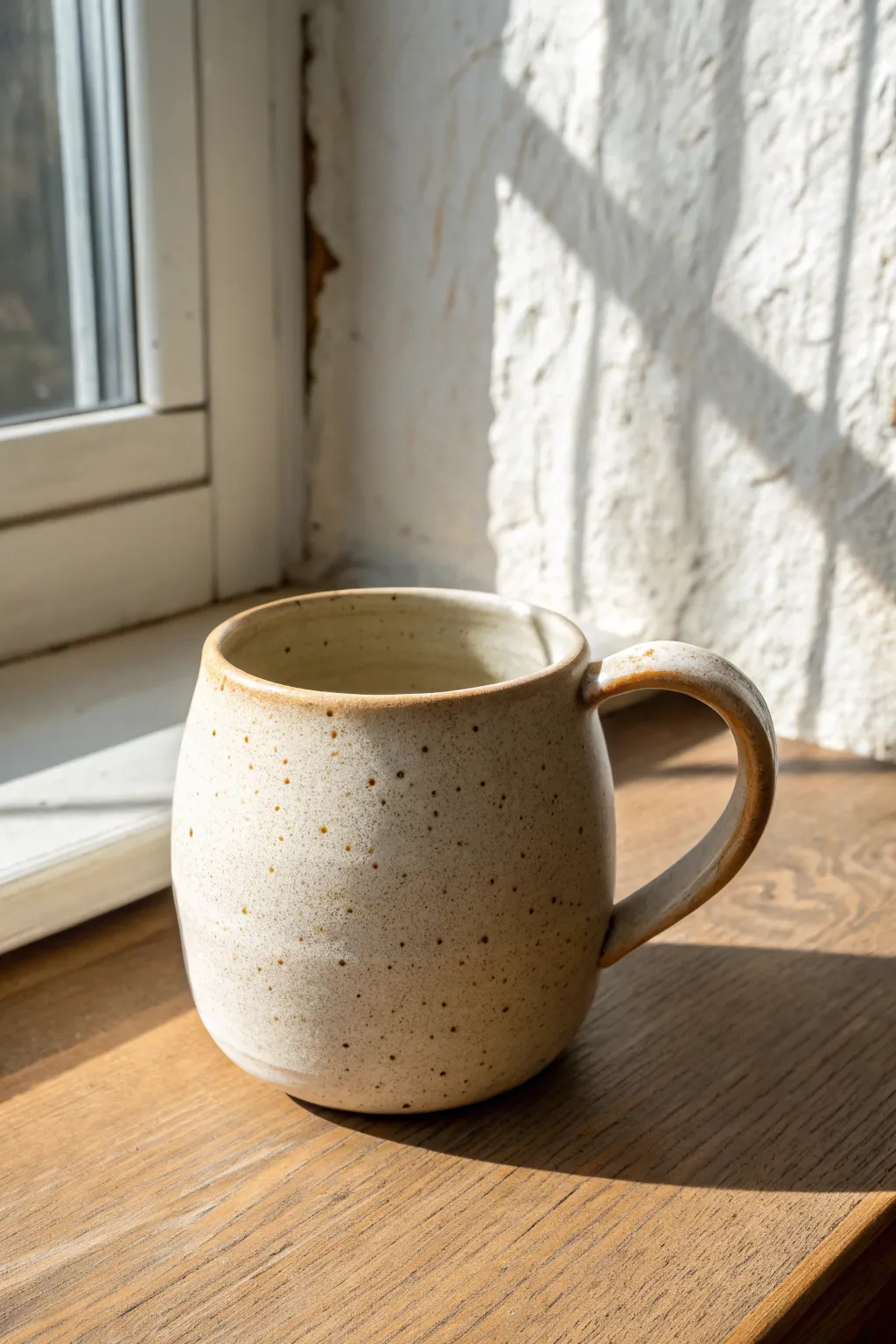 Simple wheel-thrown everyday mug with a smooth lip and cozy curve, minimalist and timeless.