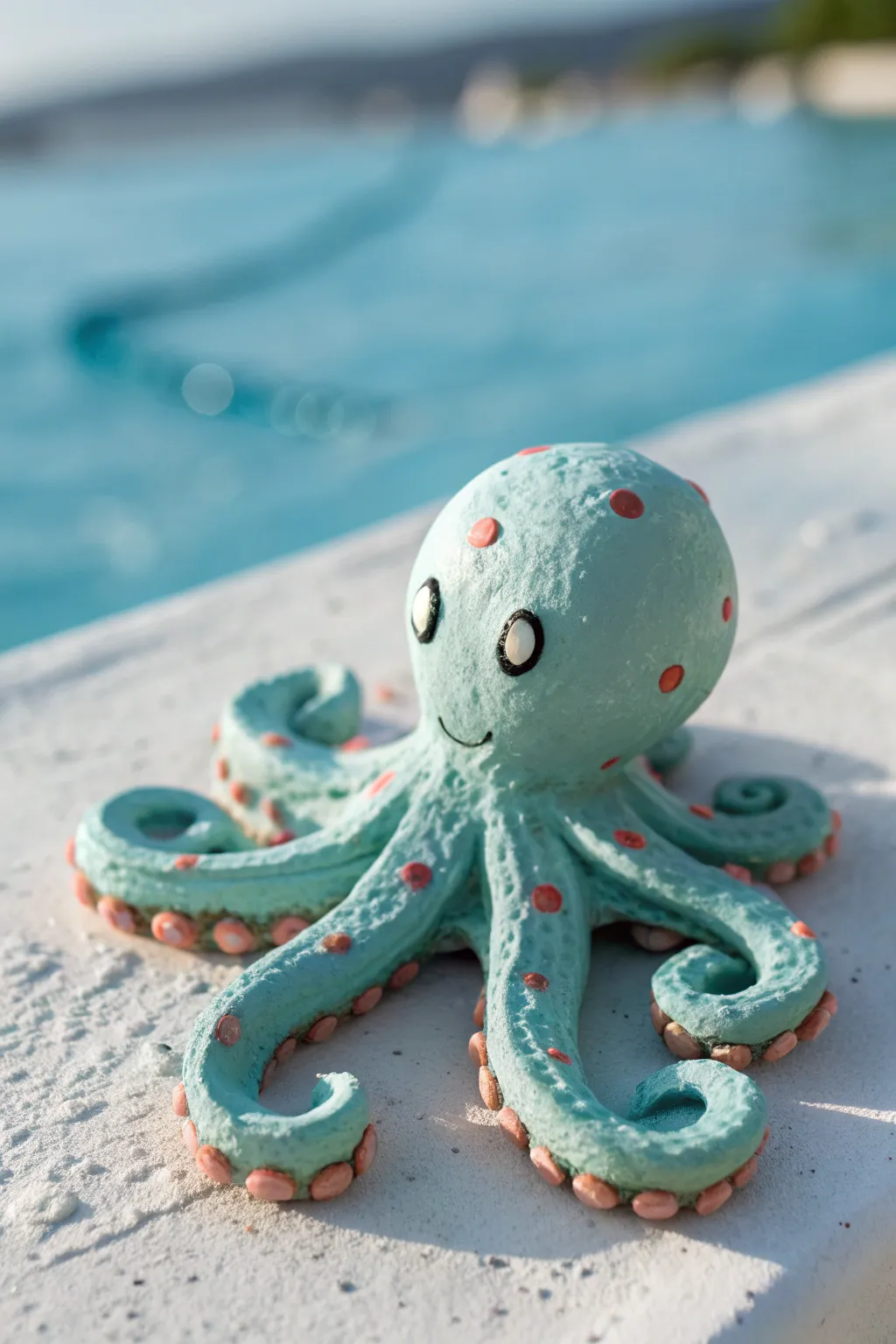 Sweet air dry clay octopus in ocean hues, a simple under-the-sea craft kids can make.