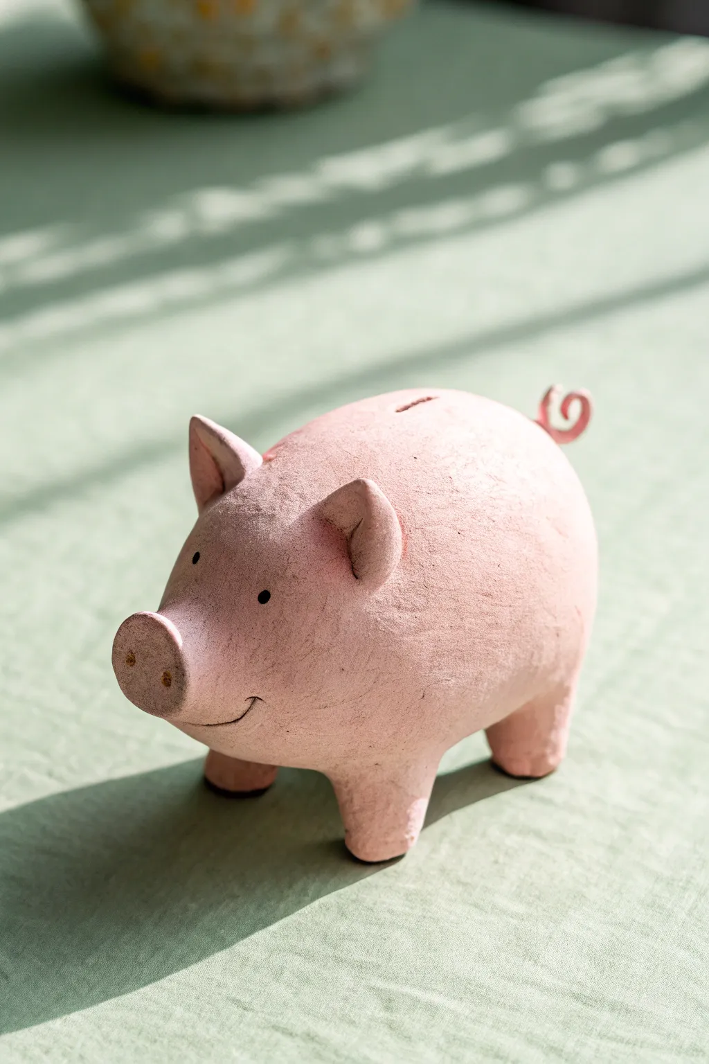 Sweet air dry clay pig with a curly tail, perfect for easy kids animal crafts at home.