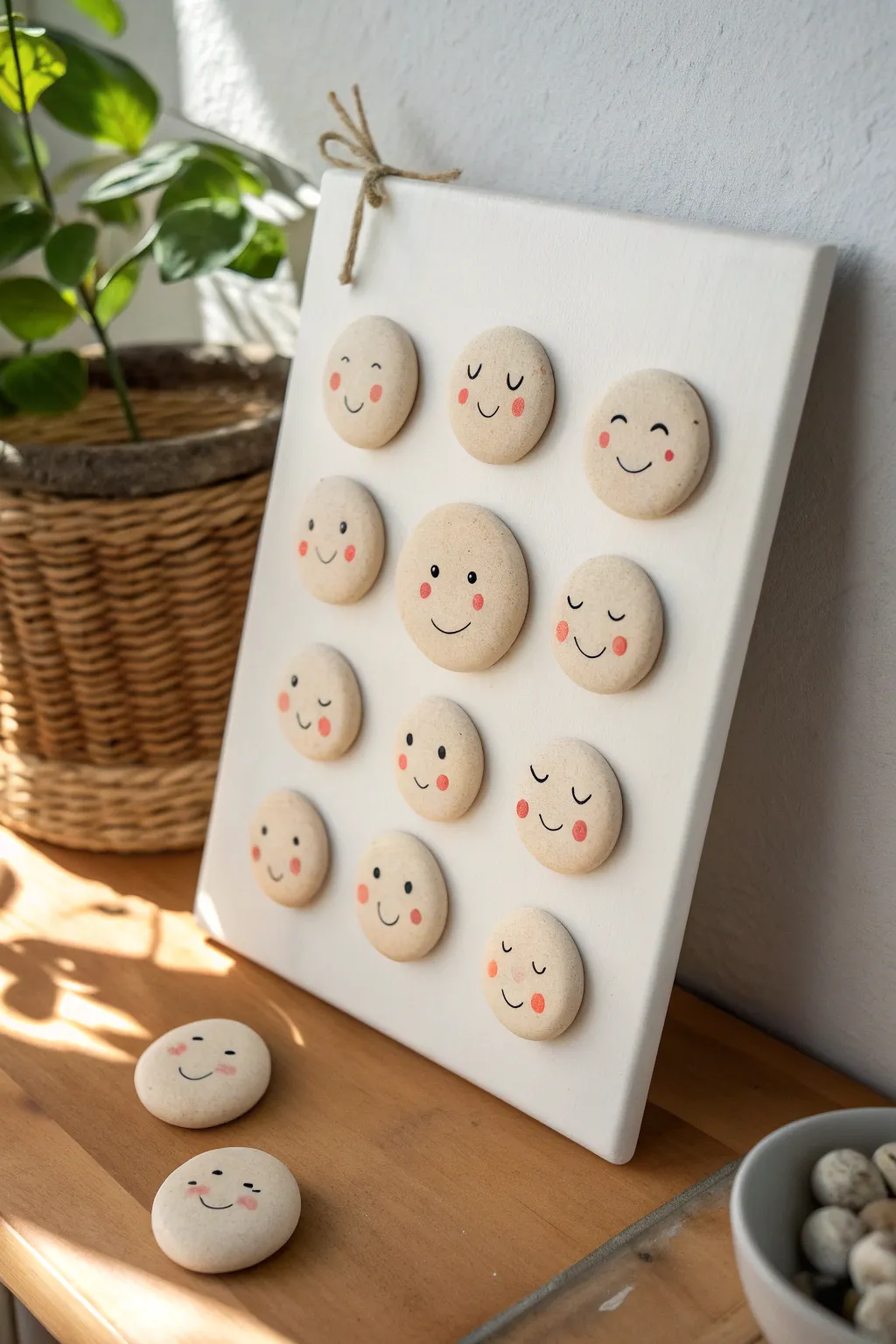 Playful air dry clay face magnets, minimalist and cute for a cozy at home pottery date night.