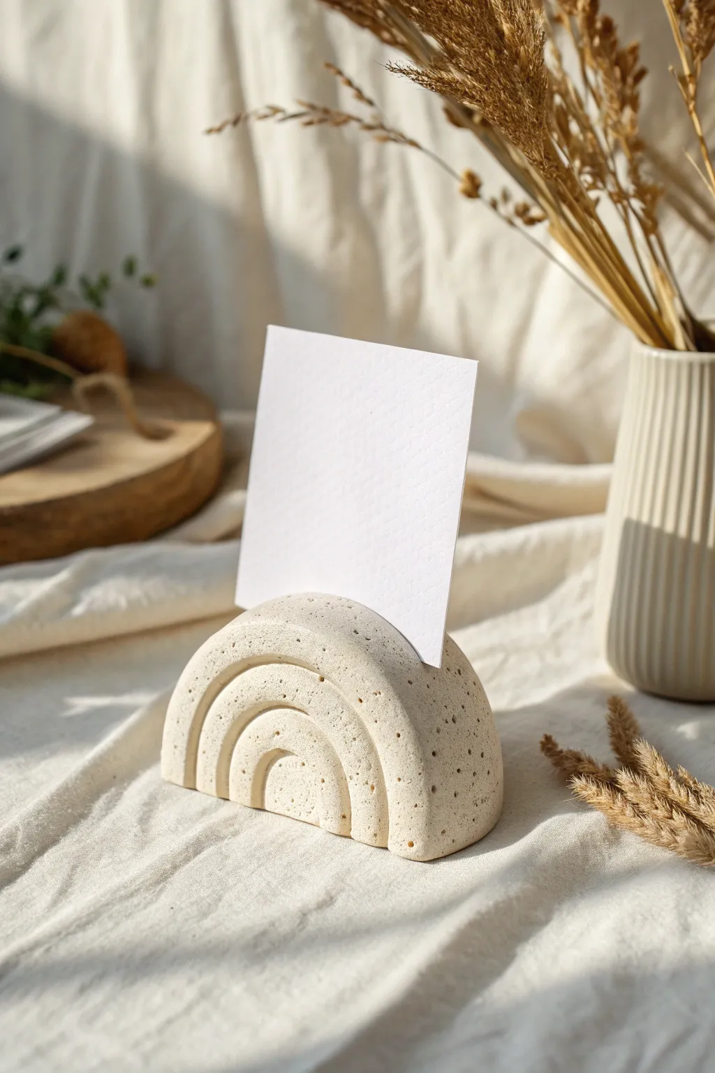 Minimal clay photo holder with a raised birthday banner, perfect for sweet handmade celebrations.