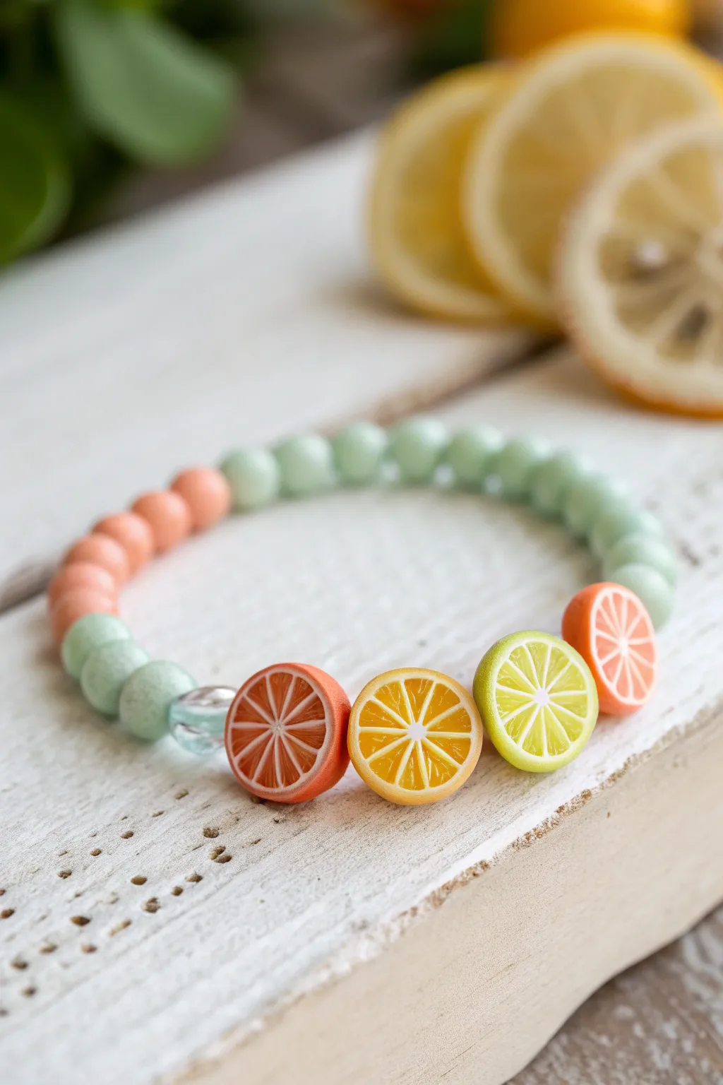 Fruit Slice Pop Bracelet: cheerful clay beads with citrus accents for an easy, fresh look