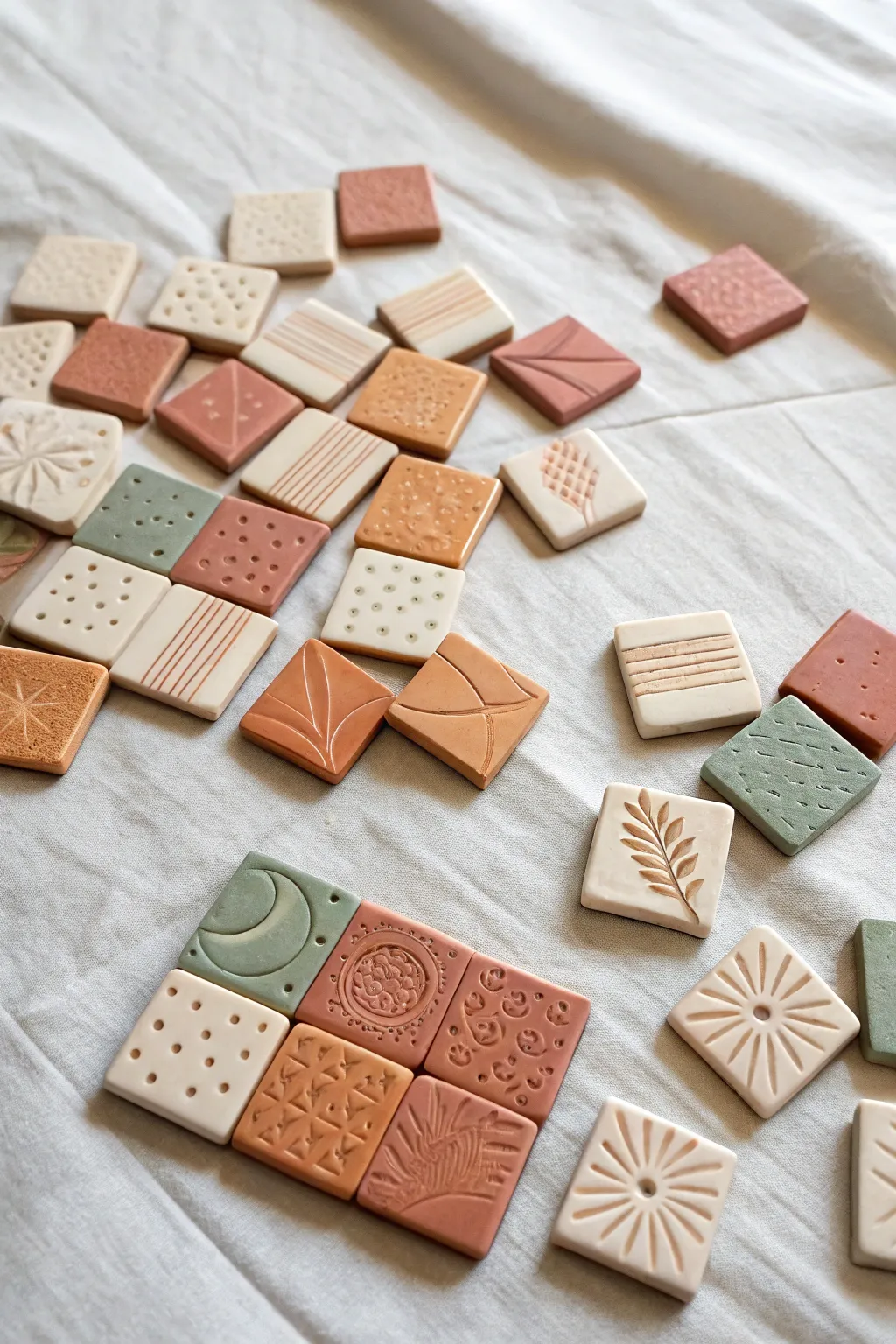 Create your own tiny tile set challenge with soothing glazes and simple patterns.