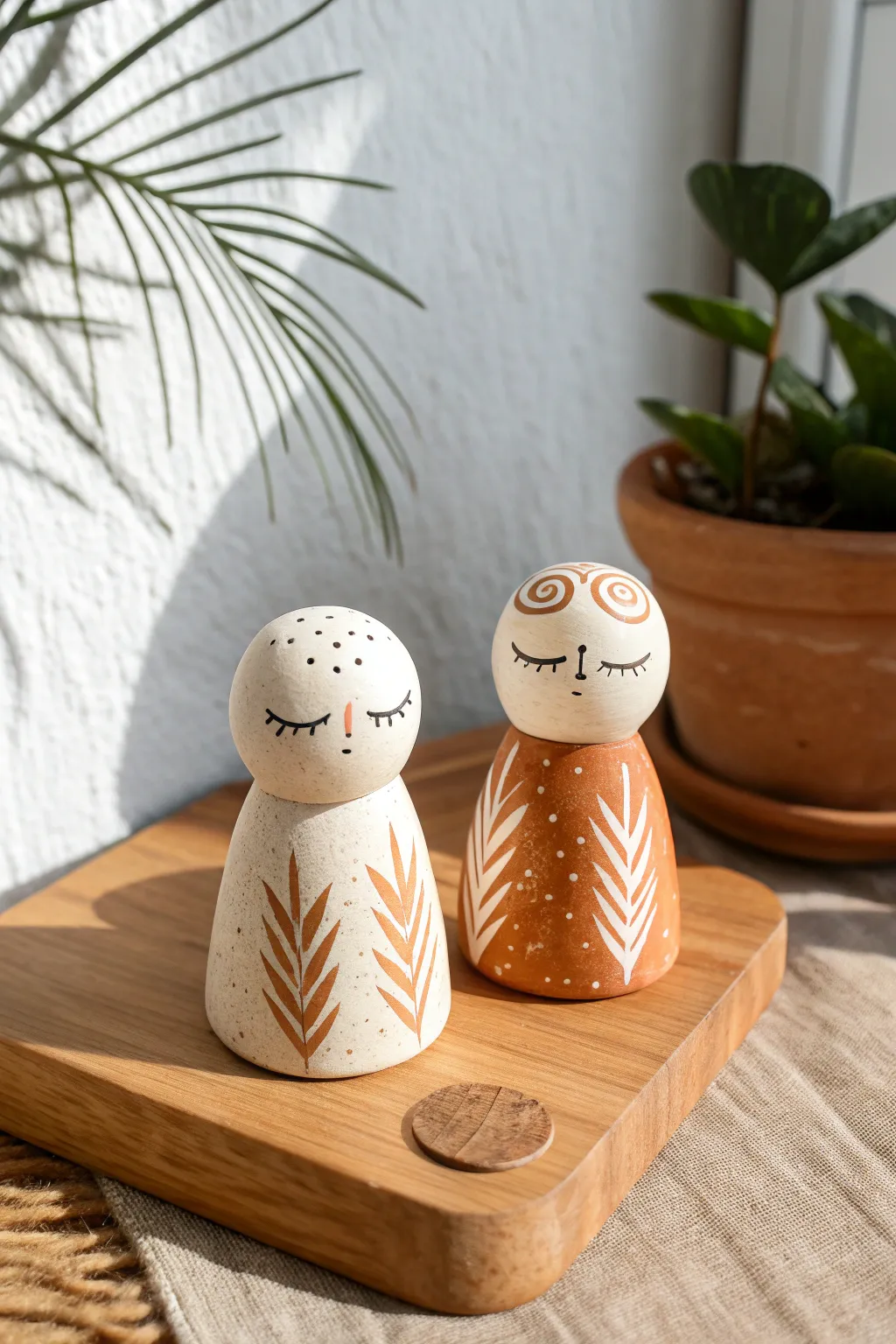 Two tiny swapped-half clay buddies, mismatched and charming, perfect for a playful date challenge