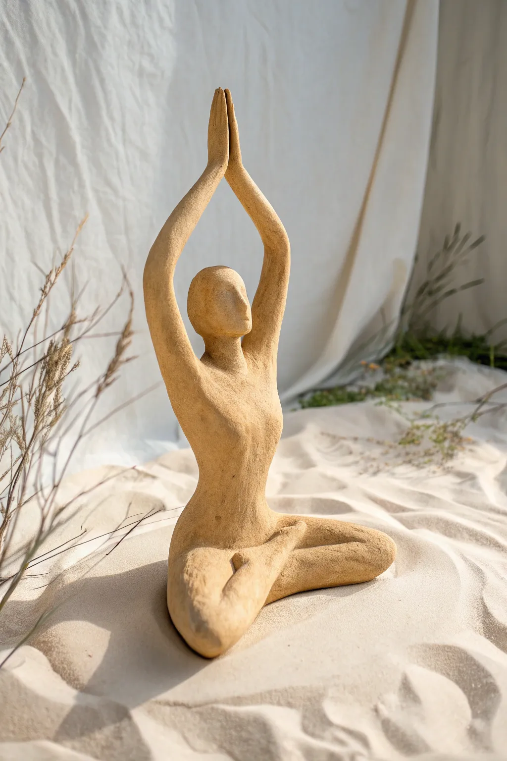 Simple clay yoga figure idea with a calm, minimalist look and softly sculpted details