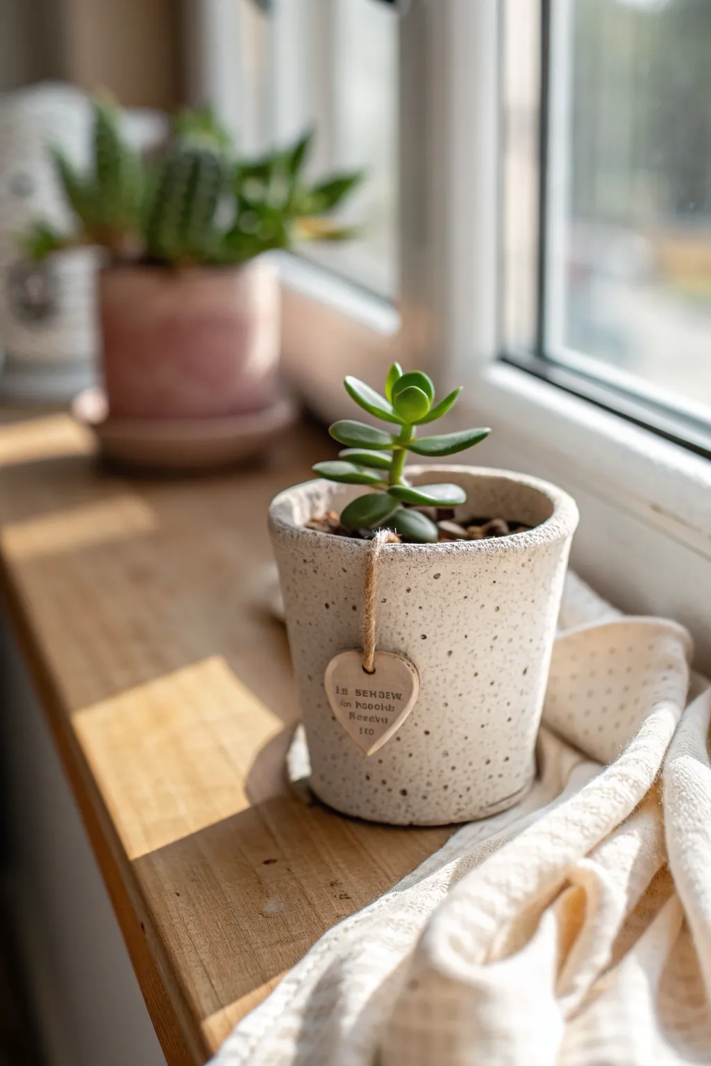 Handmade tiny clay pot gift for teachers, Scandinavian minimalism with a gentle boho warmth