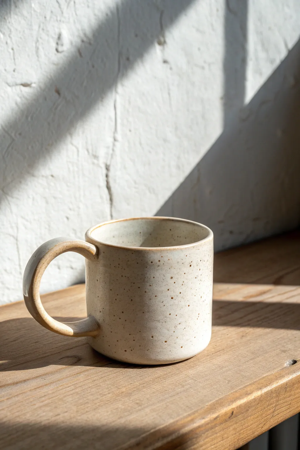 Bold ring handle mug idea: simple circle grip with crisp negative space and sculptural charm.