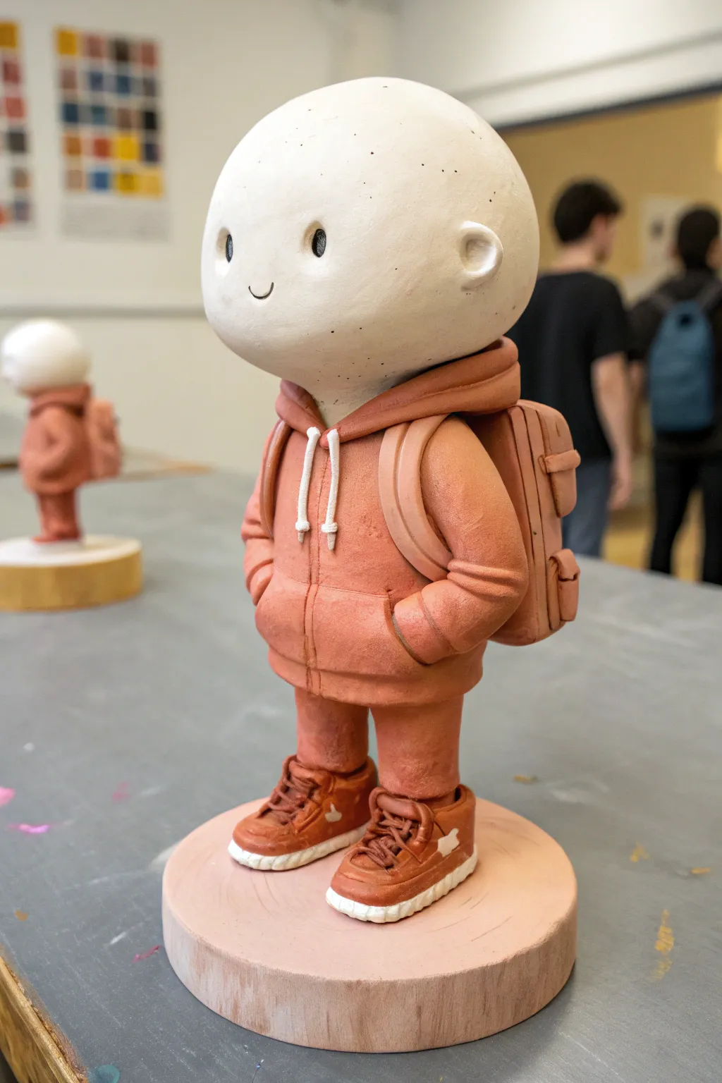 Simple clay bobblehead with hoodie and sneakers, cute and easy for middle school sculpting