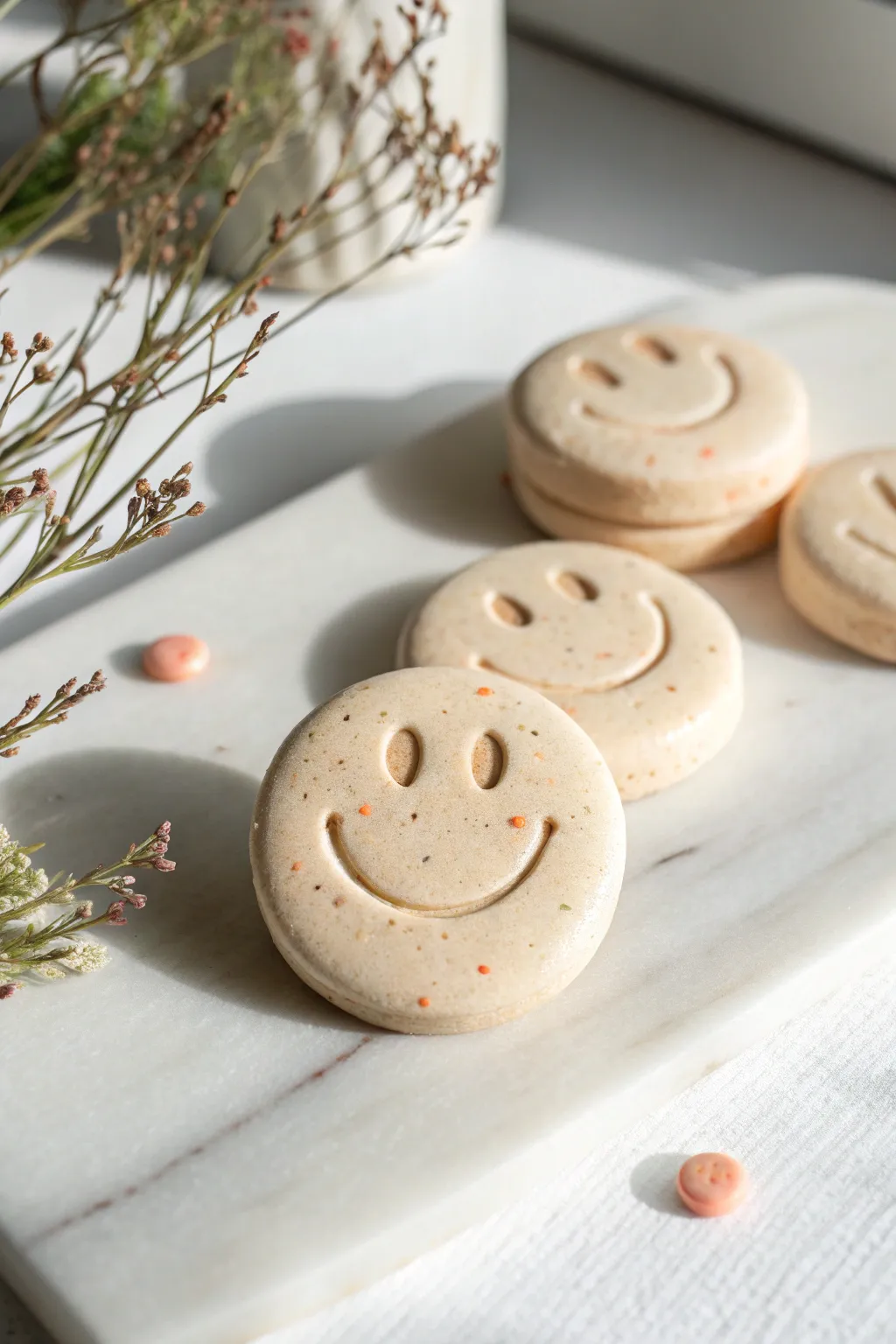 Soft pastel smiley face air dry clay magnets for a clean, cheerful beginner-friendly DIY finish