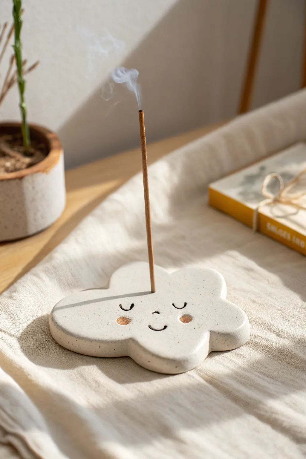 Soft white cloud incense holder that brings a calm, cozy mood to your space in minutes.