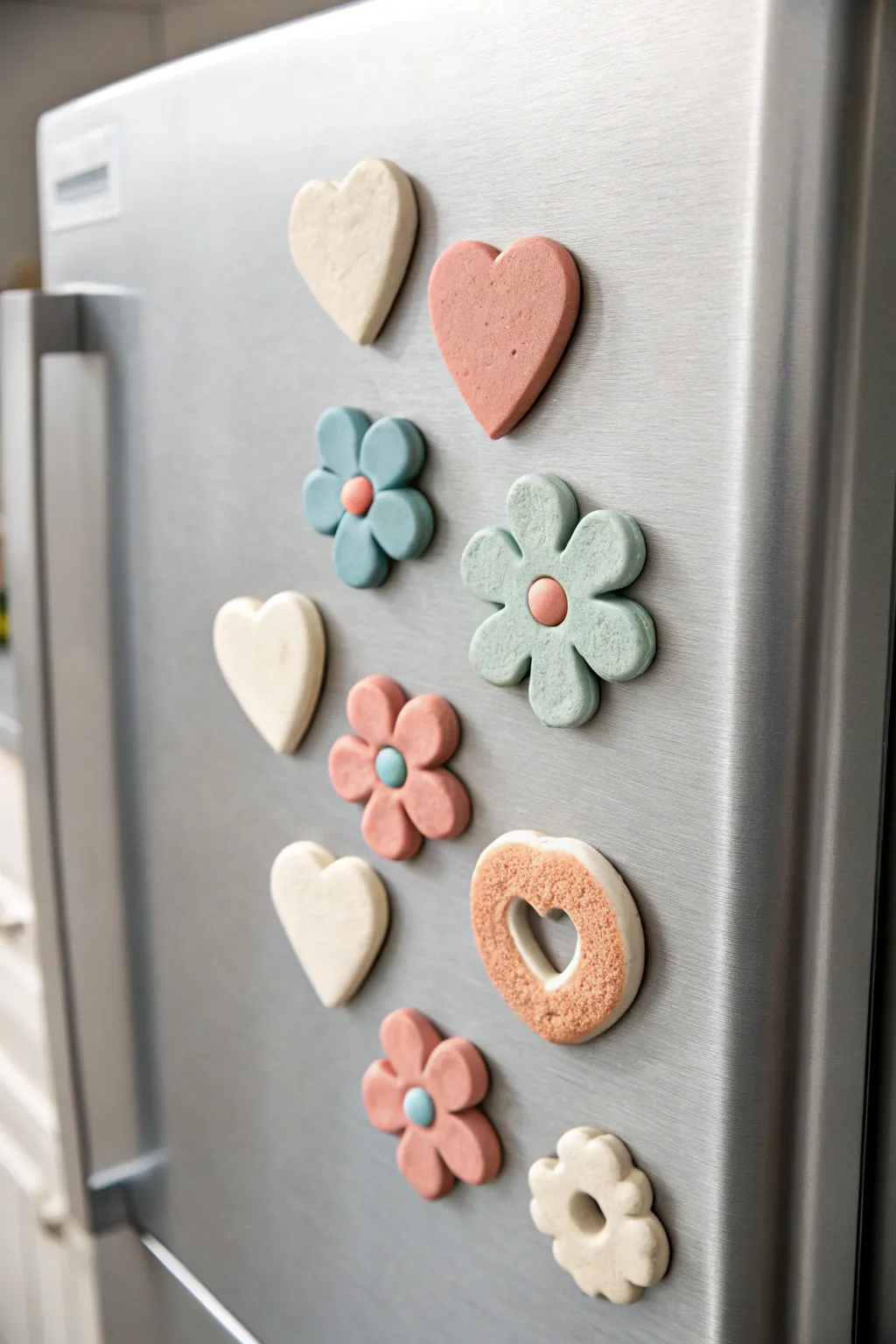 Simple air dry clay magnet shapes in soft color blocks, perfect for easy minimalist DIY decor