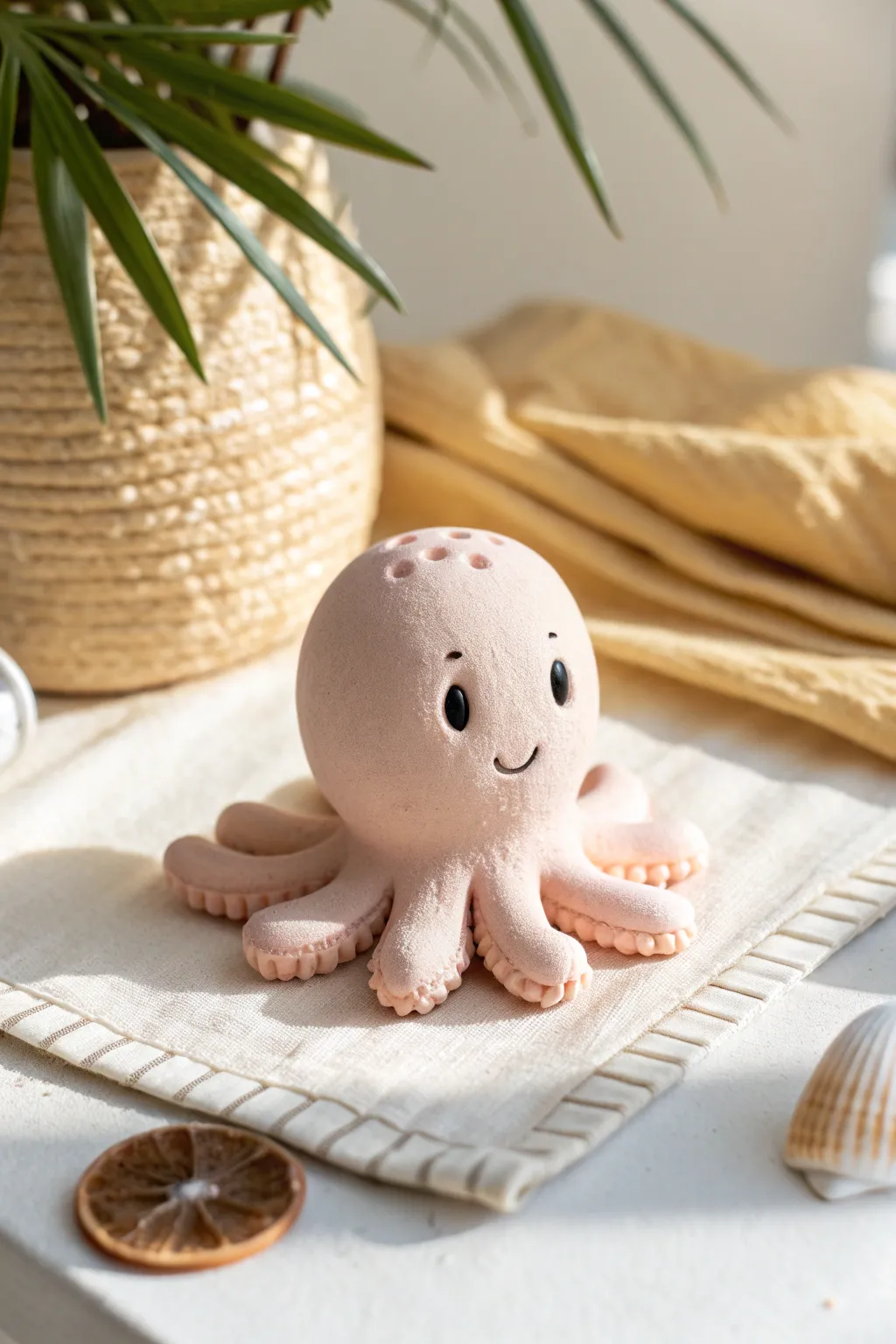 A chubby foam clay octopus desk buddy in soft pastels—simple, cute, and totally beginner-friendly.