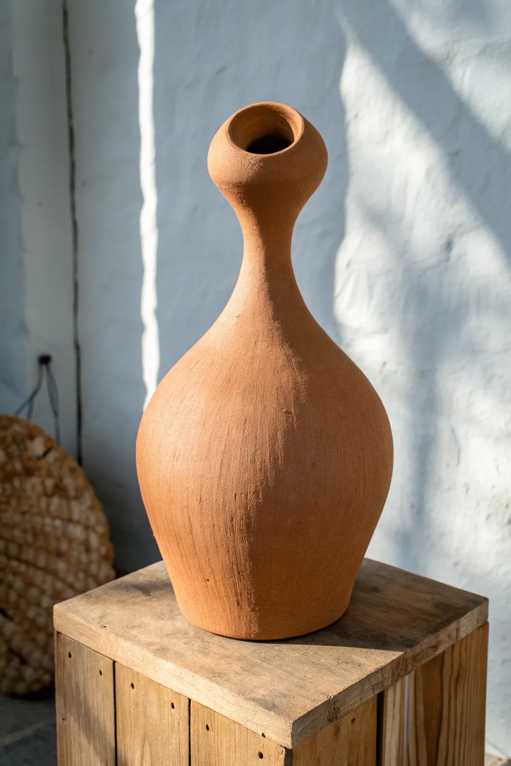 Hollow torso vessel figure: a minimalist clay sculpture that doubles as a small vase.