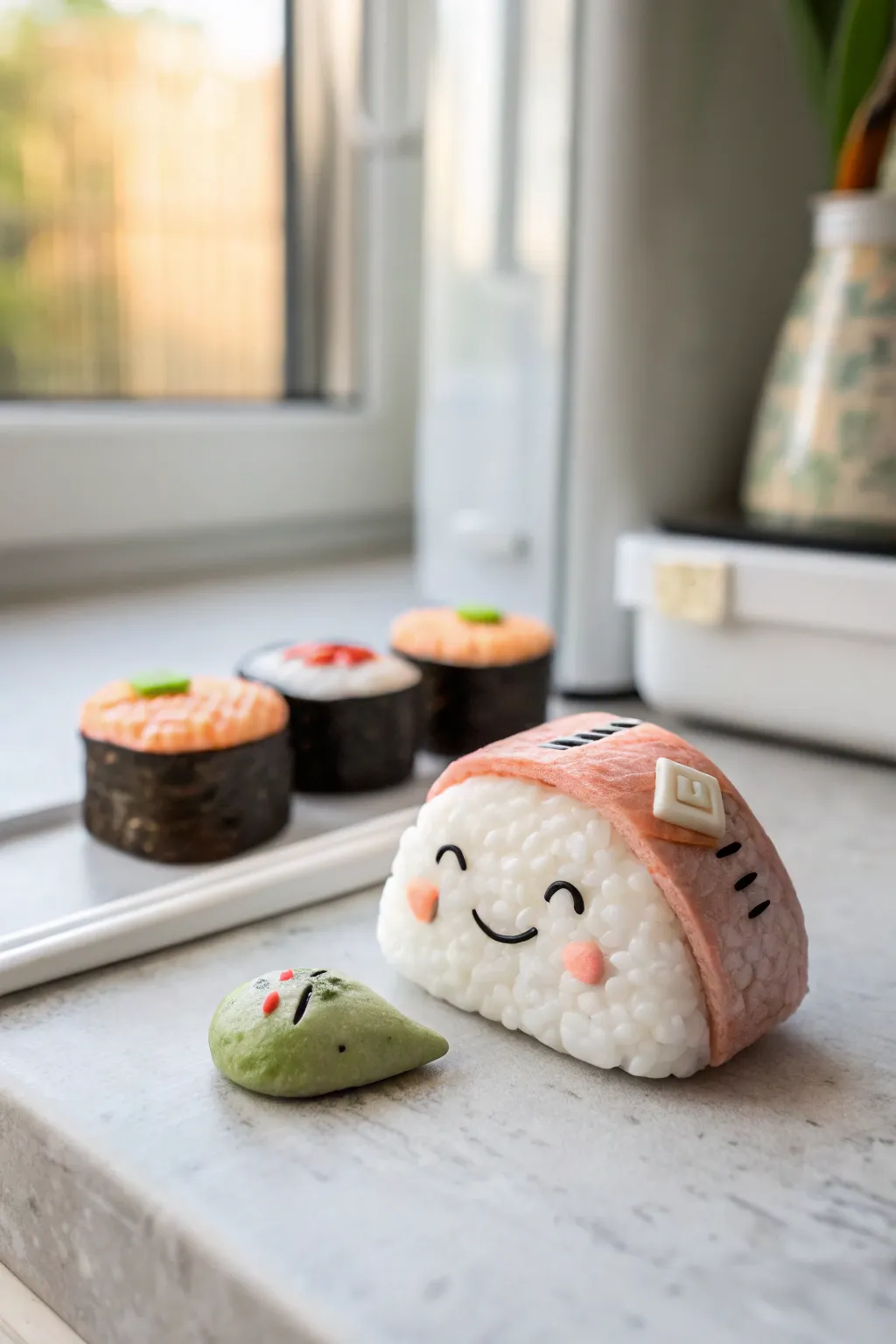Cute sushi buddy clay magnets to brighten your fridge, simple, handmade, and minimalist.