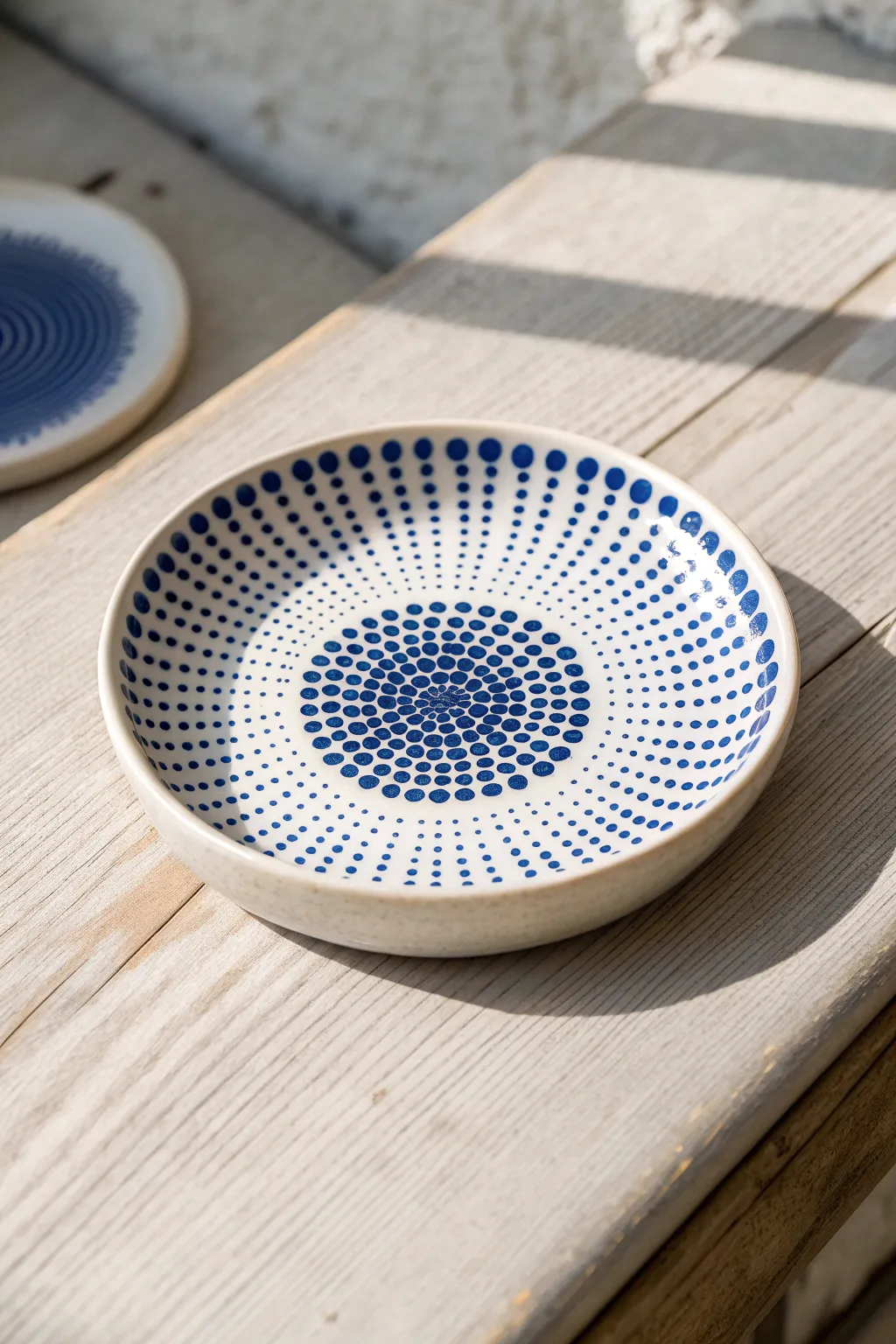 Pop art meets pottery: a halftone dot mini plate with crisp lines and Scandinavian calm.