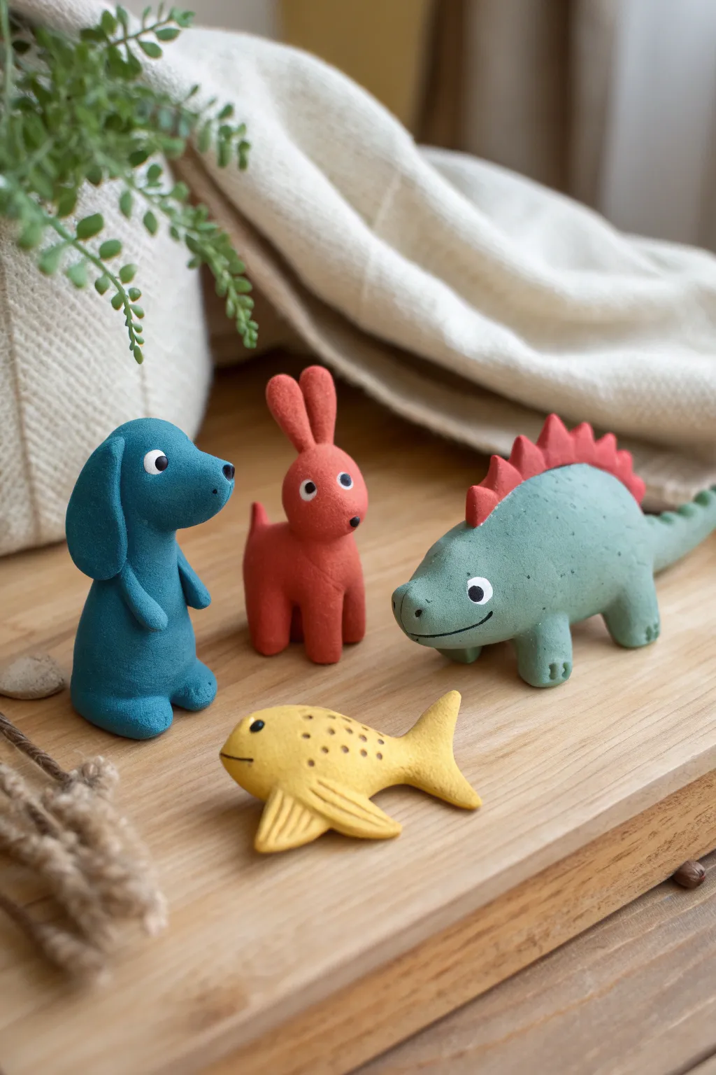 Bright, simple clay animal figurines kids can make and play with in a cute mini set