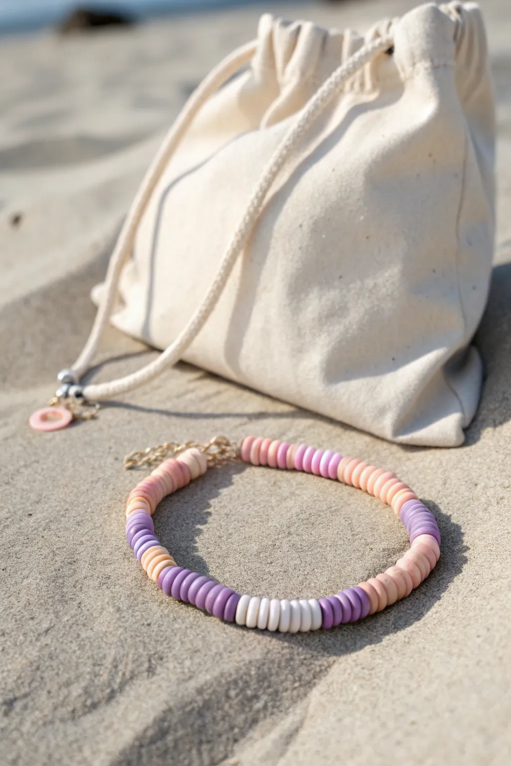 Pastel sorbet ombre heishi bracelet for a preppy summer look, simple and beachy.