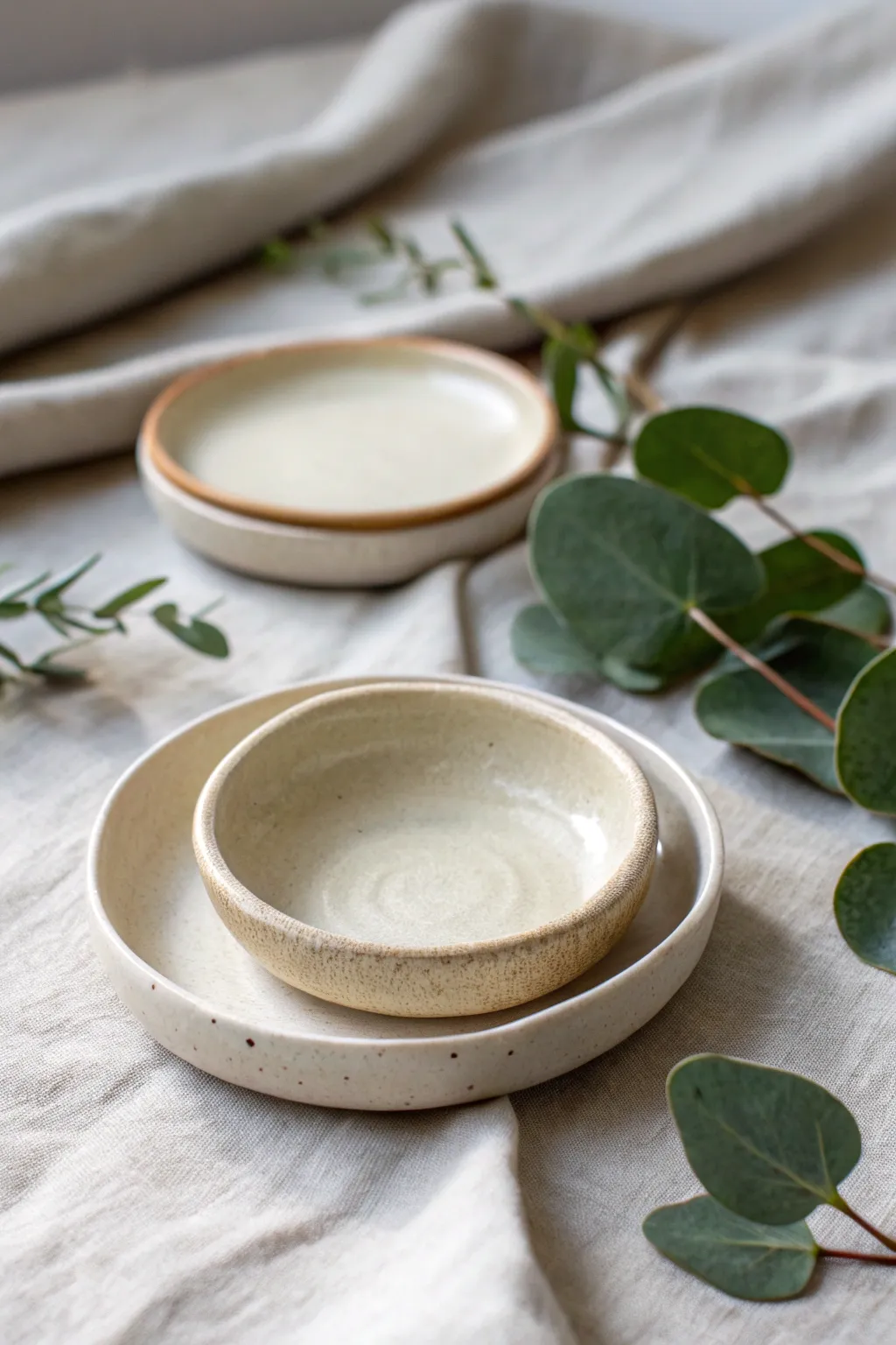 Tiny slab trinket dishes with softly lifted edges, minimalist shapes, and calm natural tones