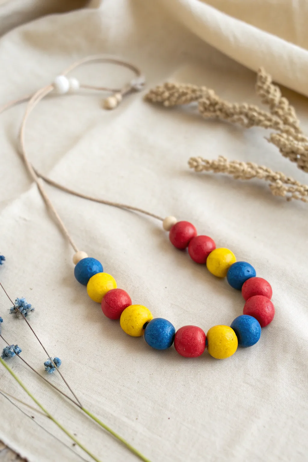 Tiny chunky clay beads in cheerful primary colors, perfect for easy kid-made bracelet fun