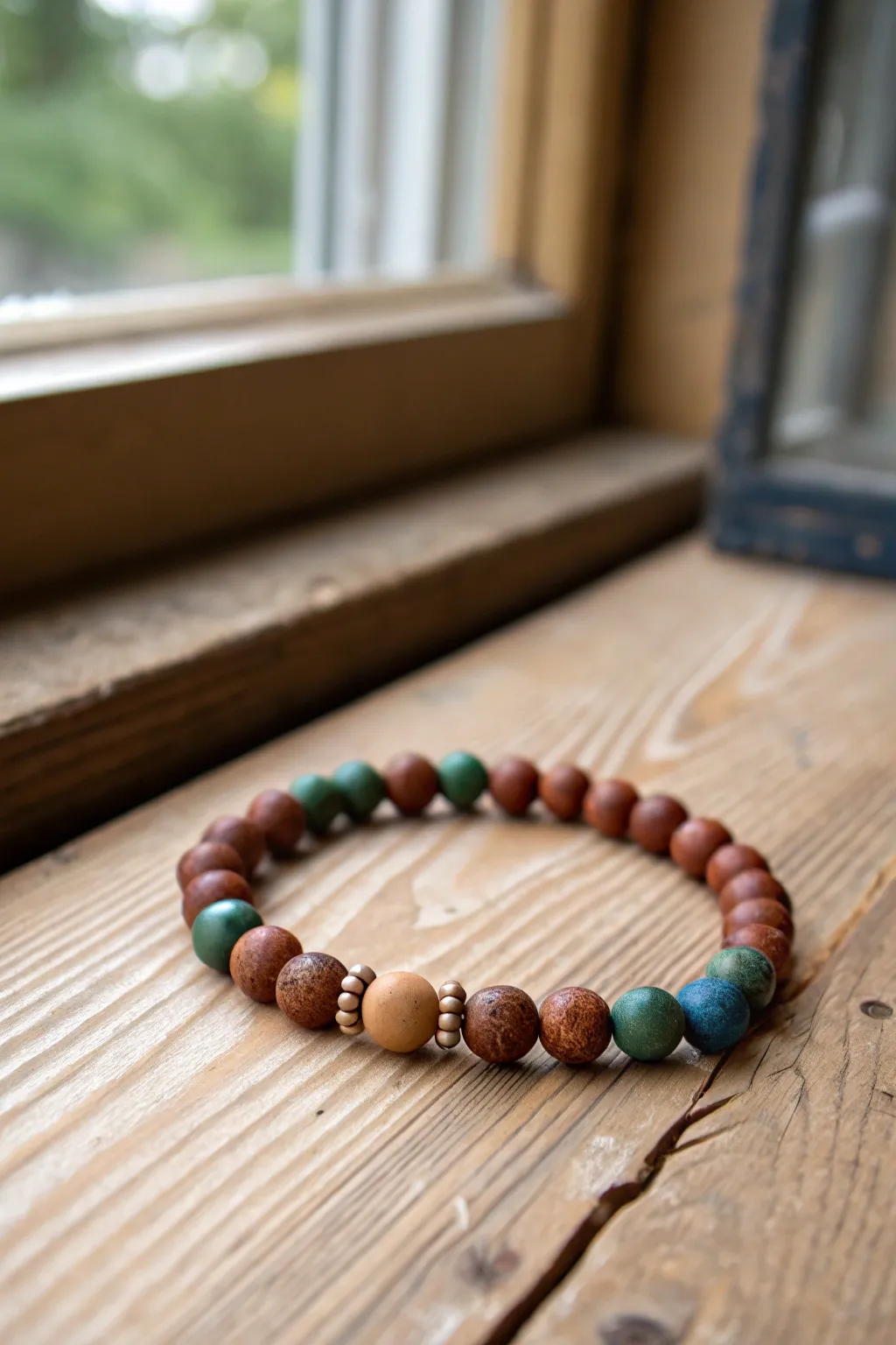 Tiny wand-style tube beads add a magical accent to a minimalist house-color clay bracelet