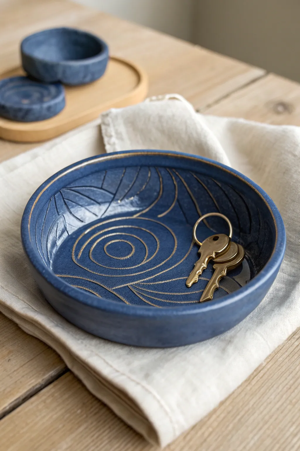 Topographic air dry clay trinket dish, a minimalist Fathers Day catch all with rugged charm