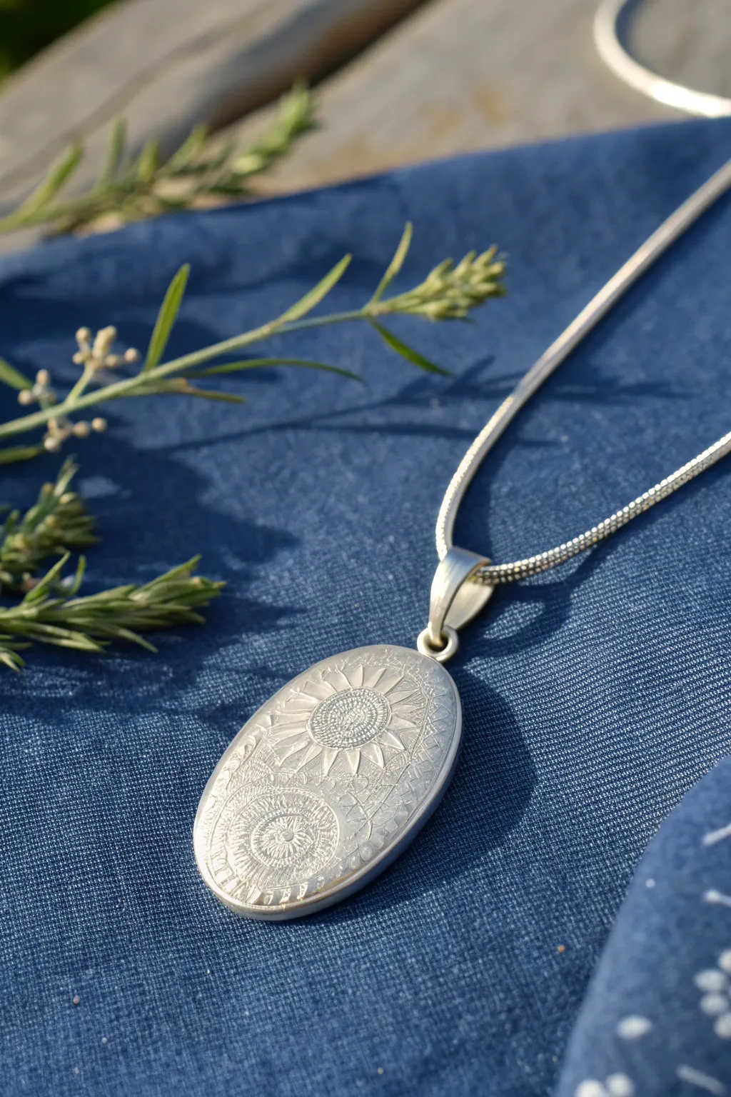 Beginner lace-imprint silver clay pendant with a soft vintage patina and clean, modern contrast.