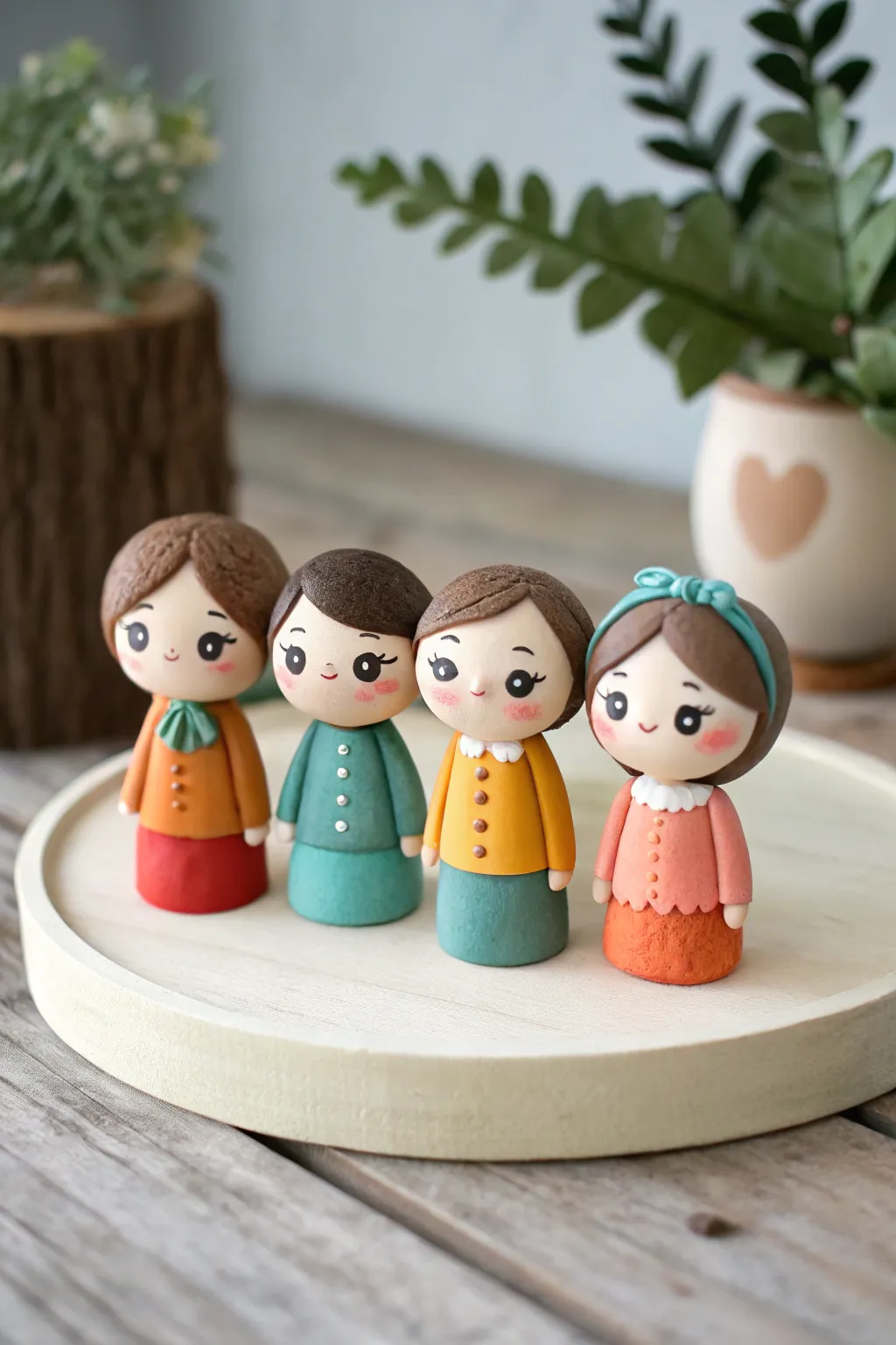 Mini chibi family clay portrait set with bold colors and sweet faces, perfect for beginners.