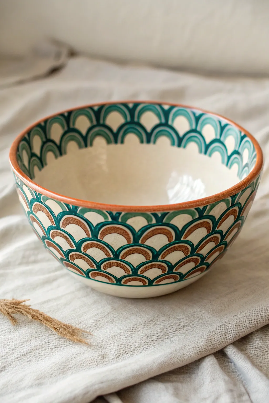 Bold fish-scale scallops wrap the bowl exterior, balanced by a calm plain interior finish.