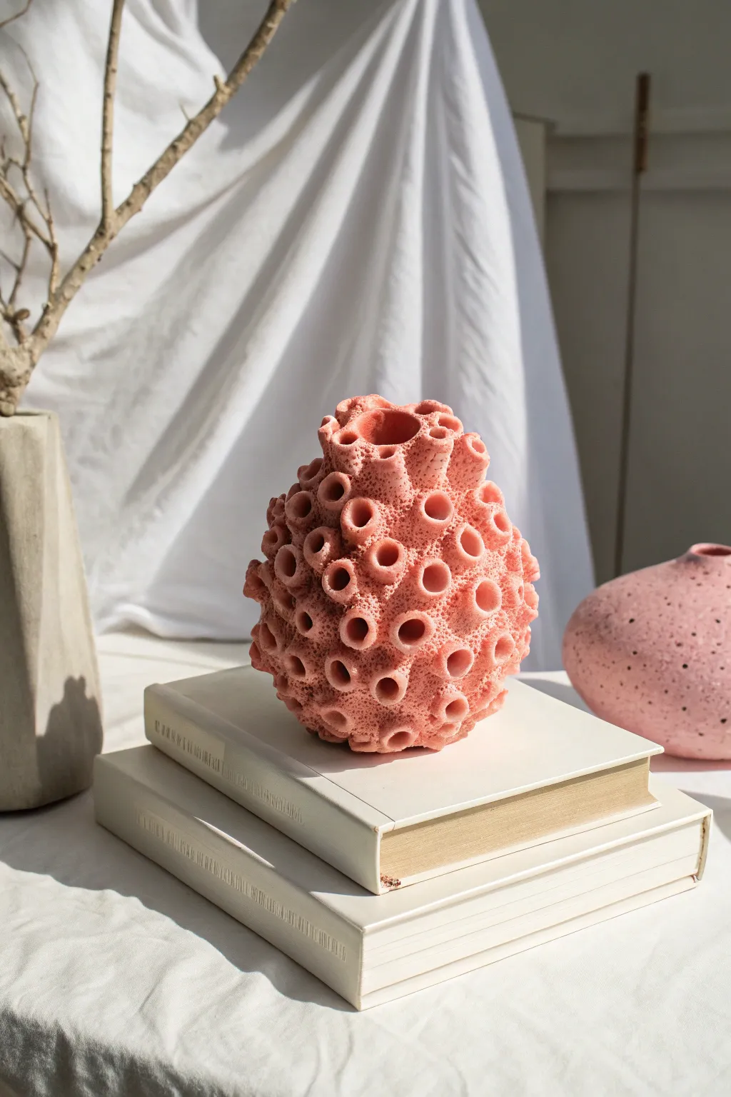 Coral-inspired ceramic texture in a soft bold glaze, styled minimal for calm gallery vibes.