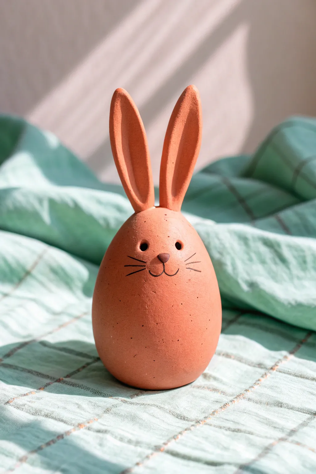 Easy clay bunny with long ears and puffy body, a sweet minimalist figure for beginners.